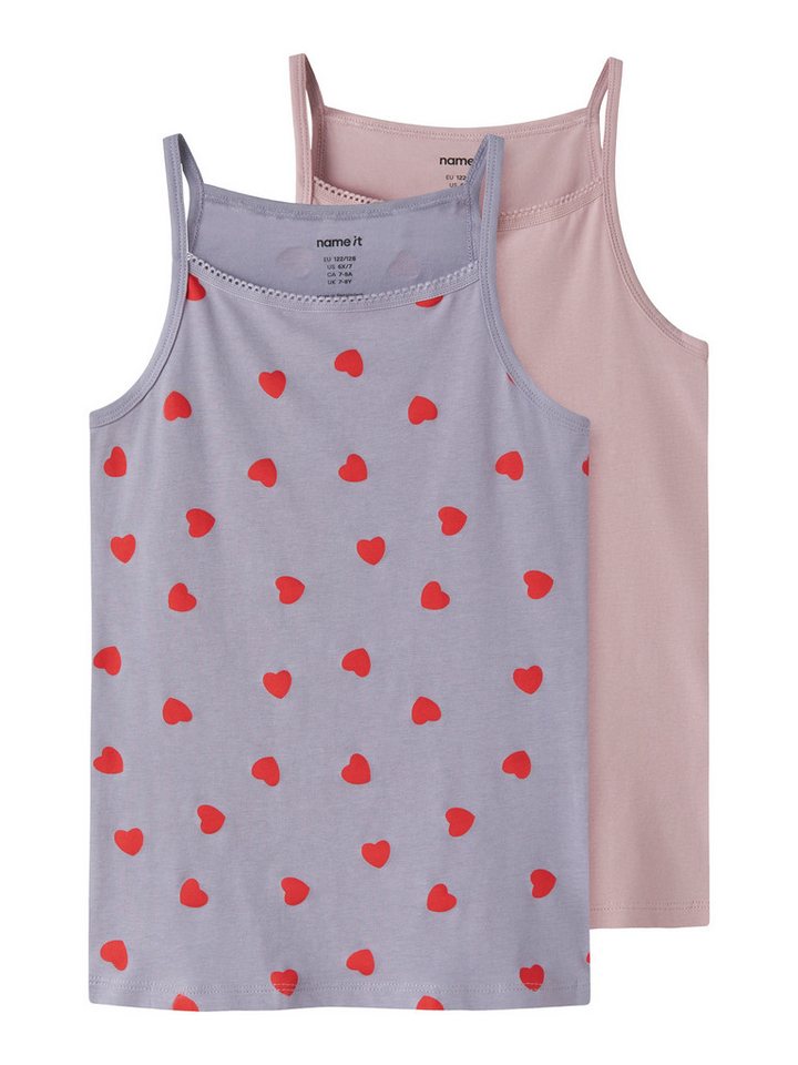 Name It Unterhemd NKFSTRAP TOP 2P LAVENDER HEARTS NOOS (Packung, 2-St)