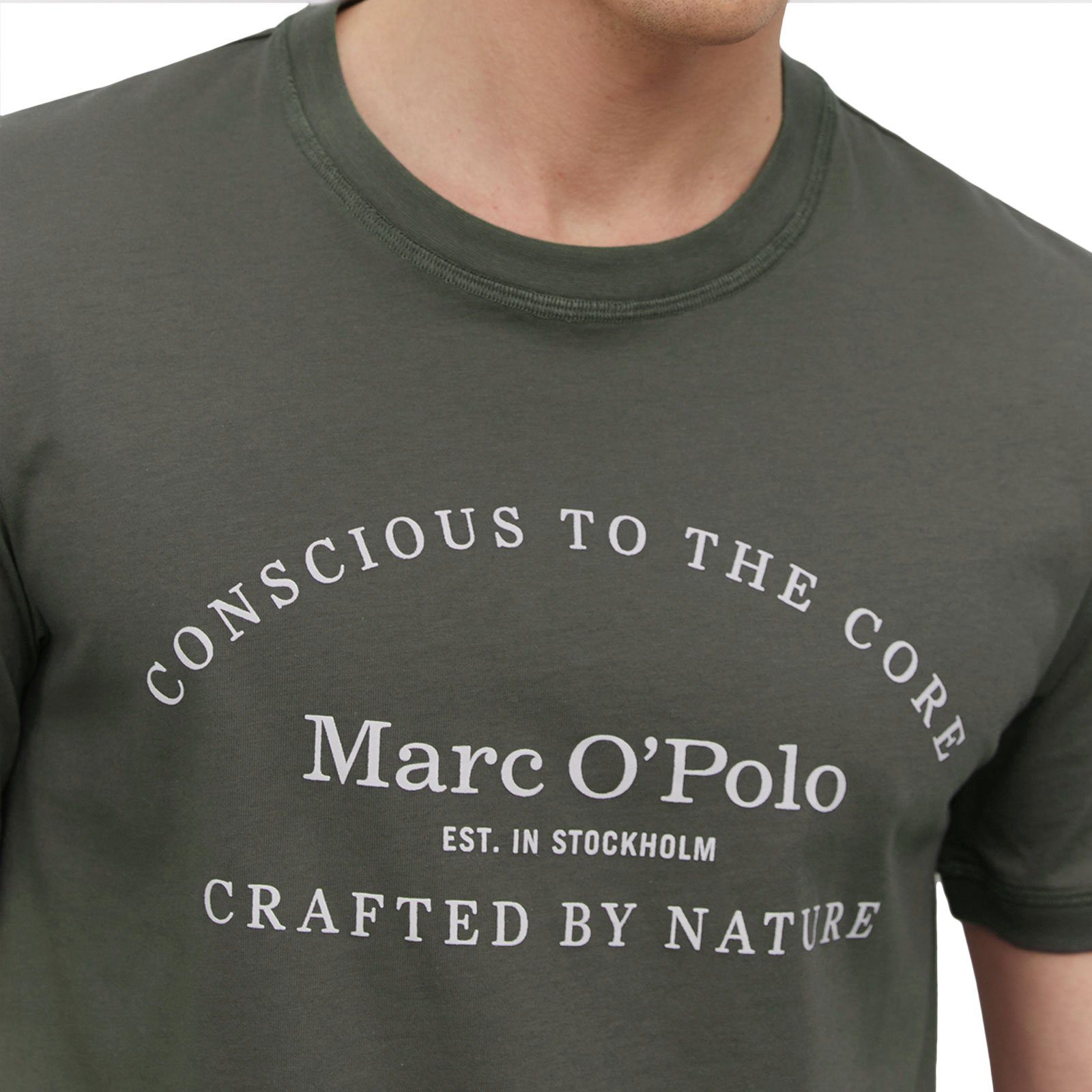 Shirt Crew-Neck mit O'Polo O'Polo Aufdruck großem 207 Marc Marc graphit T-Shirt