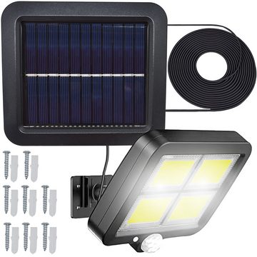 Retoo LED Solarleuchte 128 LED Solarleuchte für Außen mit Bewegungsmelder Solarlampen, LED fest integriert, Neutralweiss, Starke Lichtleistung, Energieeinsparung, Einfache Installation