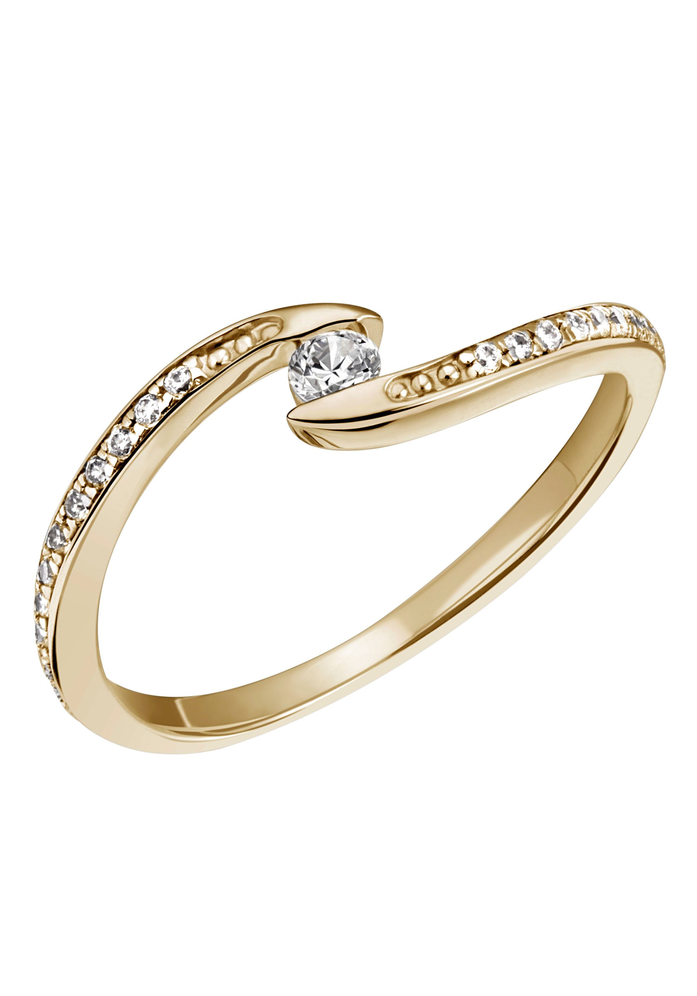 Firetti Fingerring Schmuck Geschenk Silber 925 Silberring Ring Welle glitzernd, mit Zirkonia (synth)