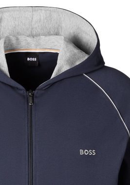 BOSS Kapuzensweatjacke mit kontrastfarbigen Bündchen