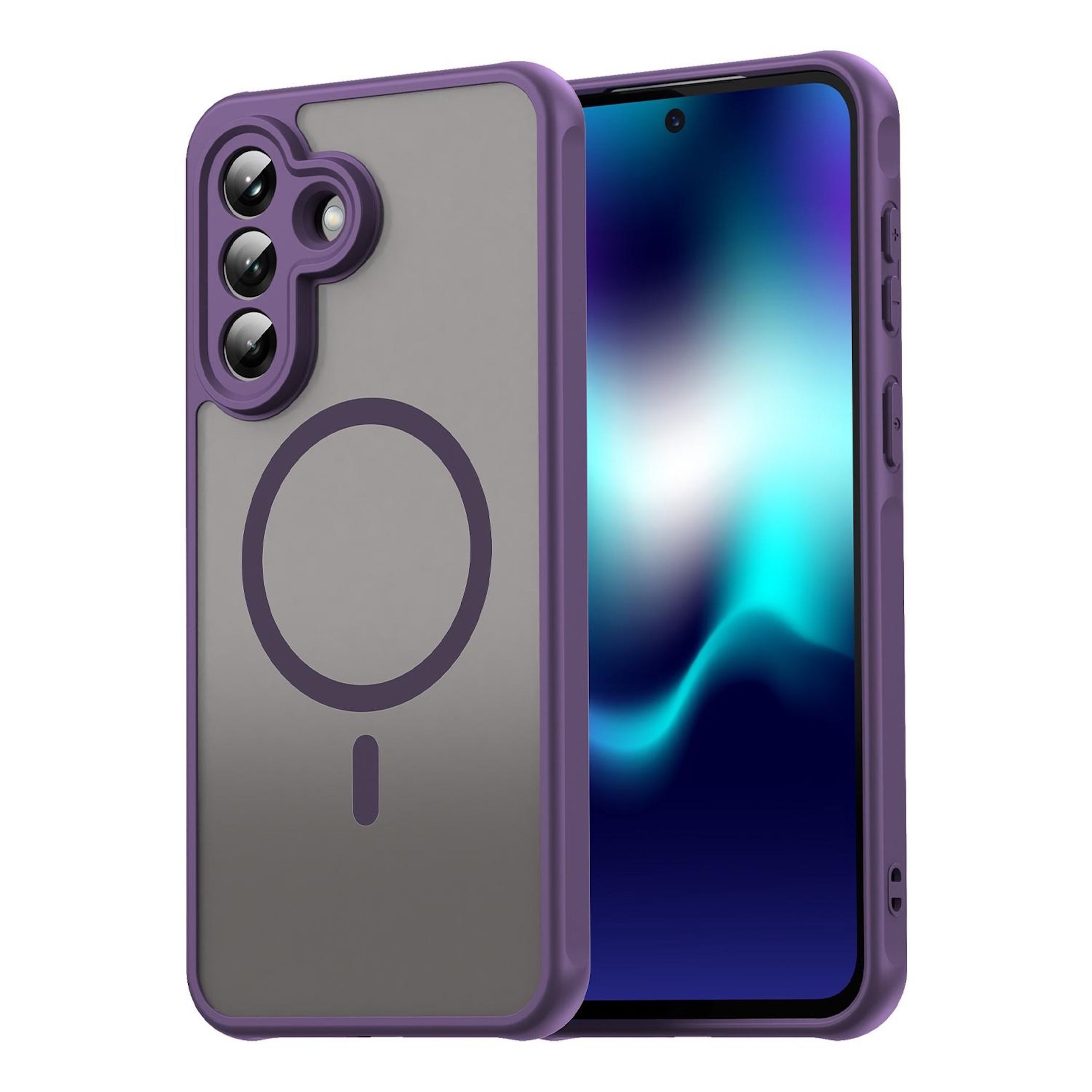Wigento Handyhülle MagSafe für Samsung Galaxy A57 5G TPU Hybrid Kameraschutz Matt Lila 6,7 Zoll, MagSafe-kompatibel, frosted Design, stoßfest