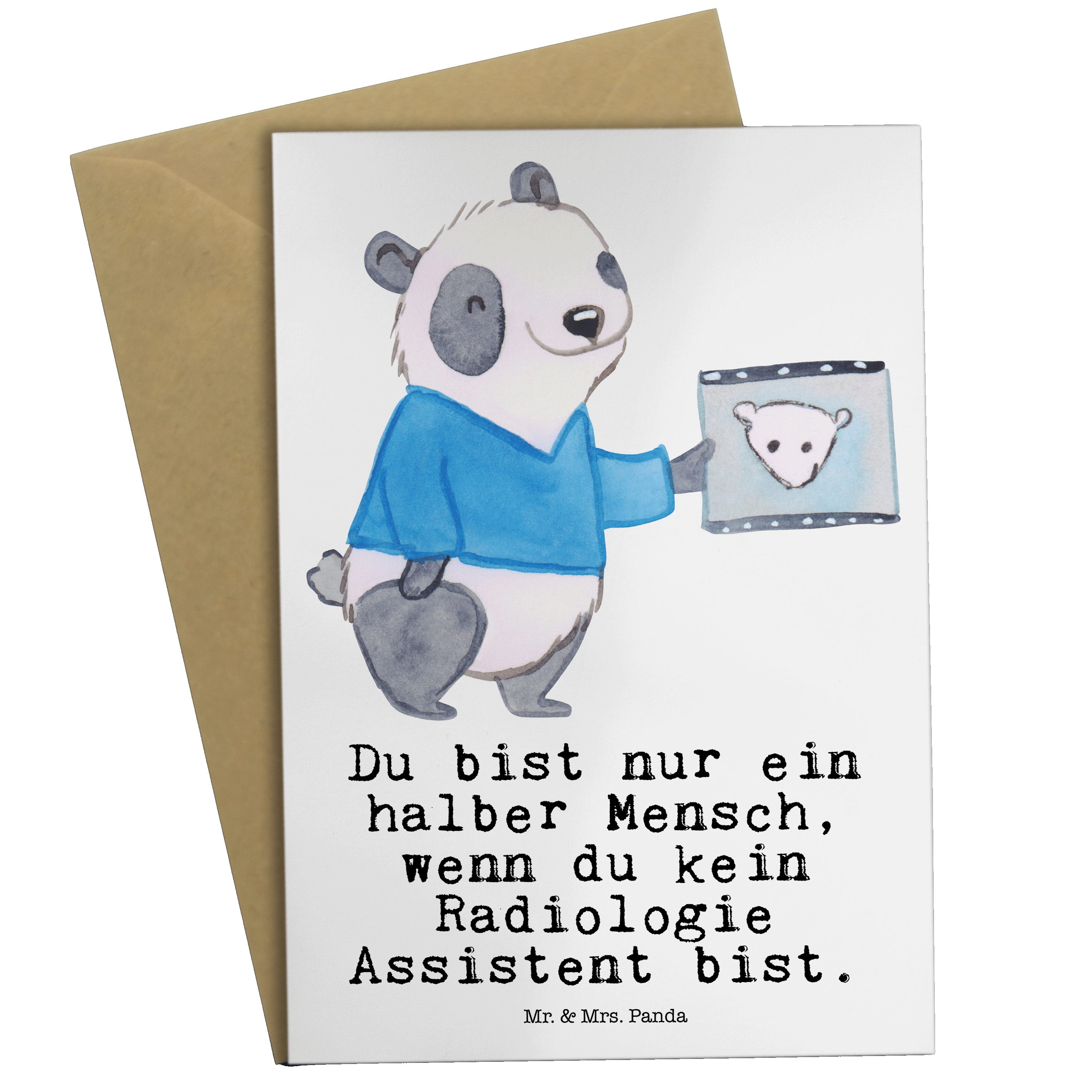 Mr. & Mrs. Panda Grußkarte Radiologie Assistent mit Herz - Weiß - Geschenk, Einladungskarte, Glü