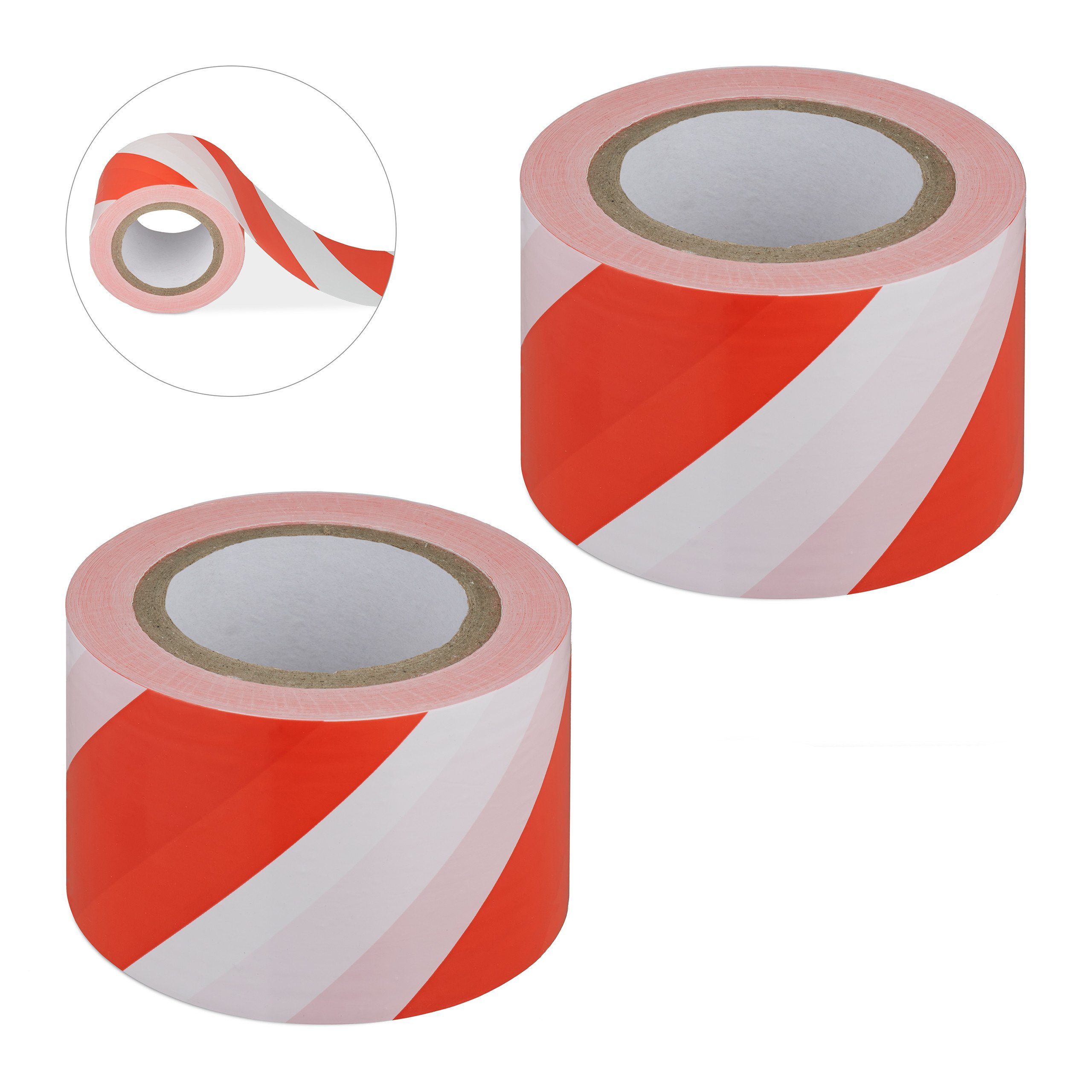 relaxdays Beschriftungsband 2 x Absperrband rot-weiß 200m | Beschriftungsbänder