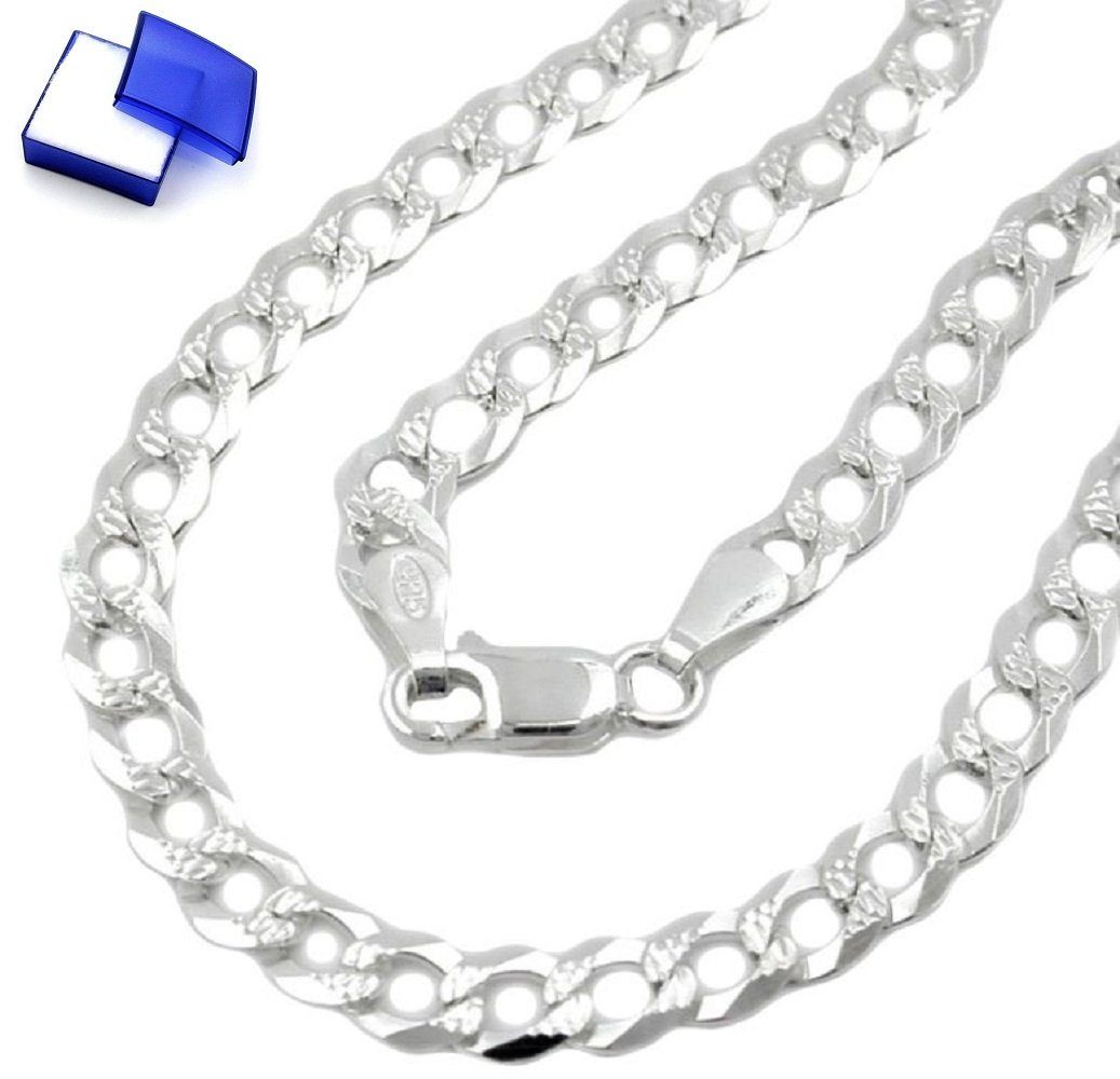unbespielt Silberkette Halskette 4,6 mm flache Panzerkette mit Muster 925 Silber 45 cm, Silberschmuck für Damen und Herren