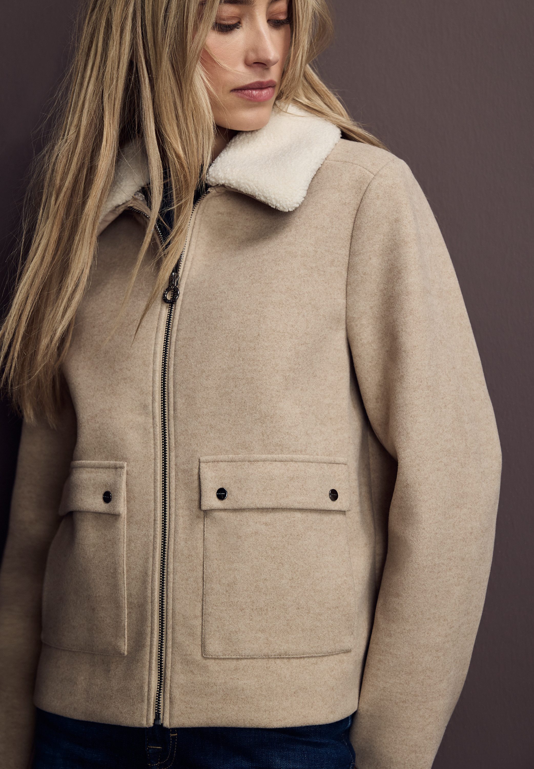 STREET ONE Kurzjacke Abnehmbarer Kragenbesatz