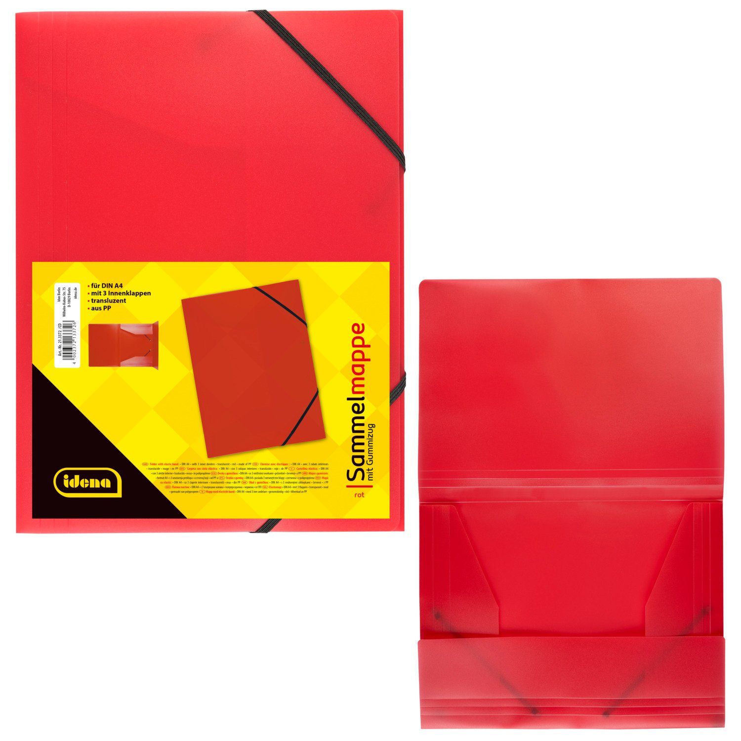 Idena Hefter Idena 213372 - Sammelmappe mit Gummizug für DIN A4, aus Polypropylen