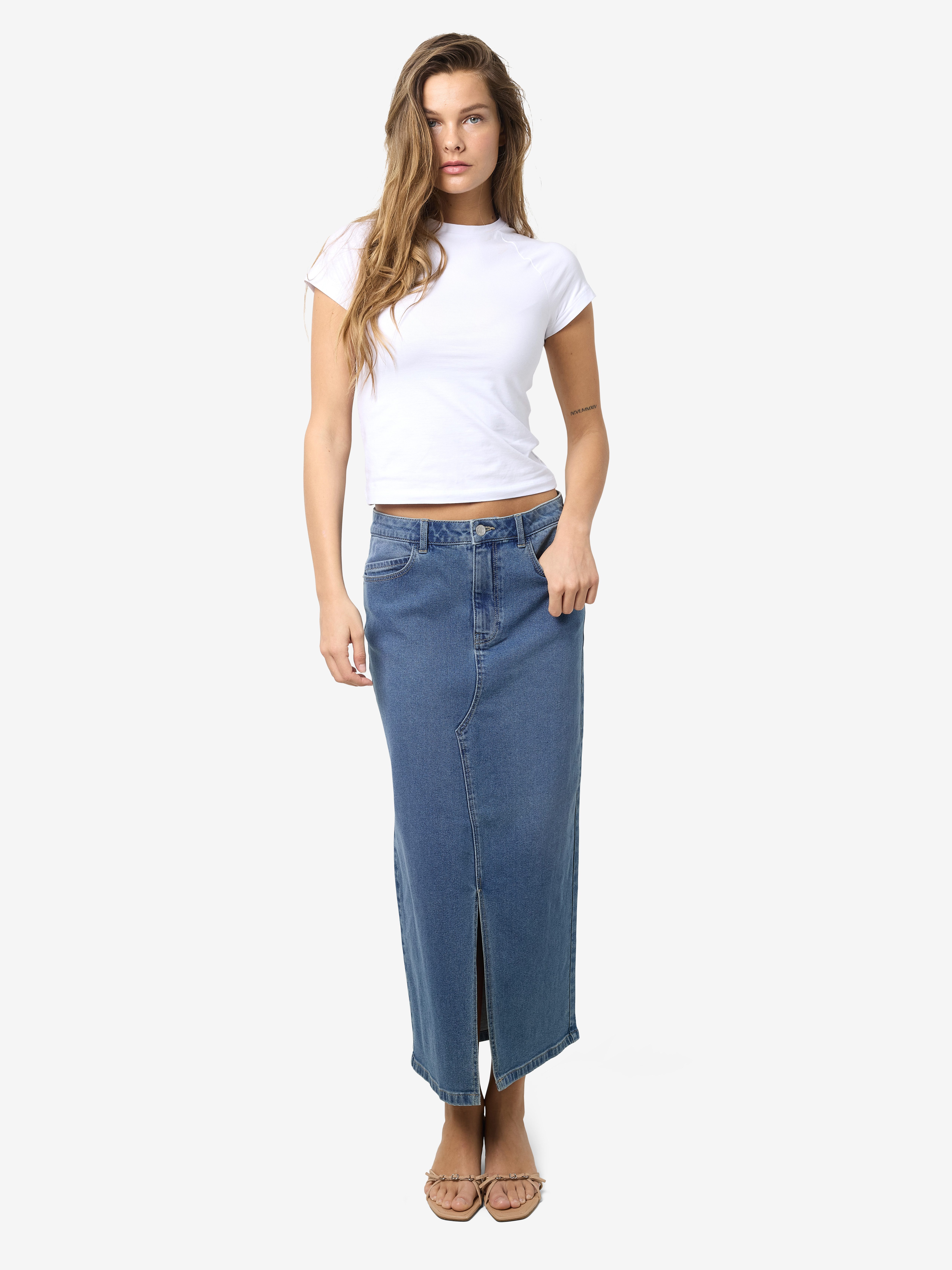 Noisy may Jeansrock NMKATH NW SLIT MIDI SKIRT VI477MB NOOS