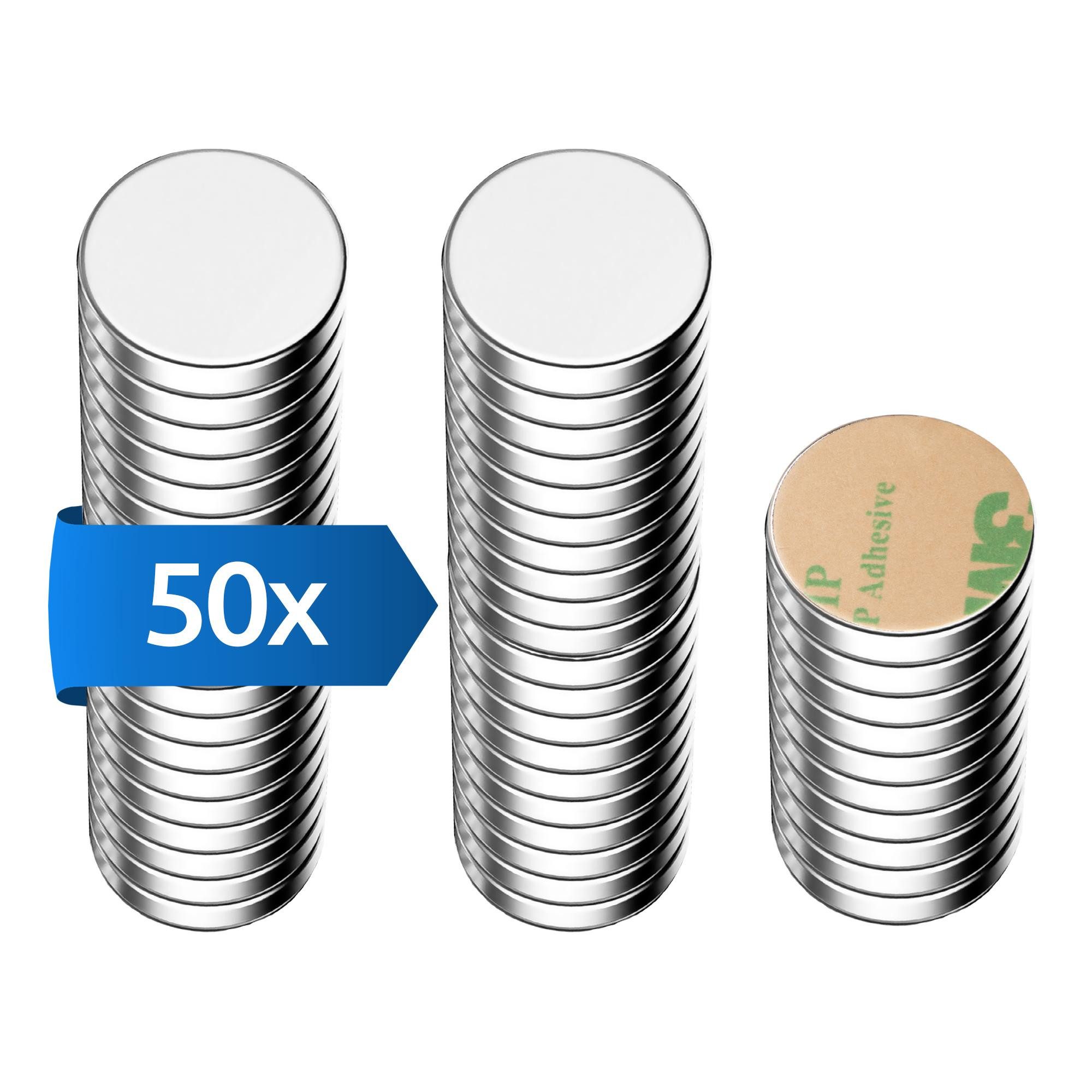 ECENCE Magnet Neodym Klebe-Magnete 50x selbstklebend Magnet rund (50-St)
