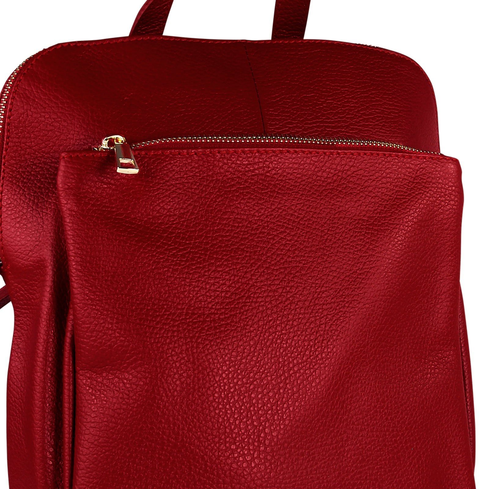 Toscanto Cityrucksack Toscanto Damen Cityrucksack Leder Tasche, Damen Cityrucksack Leder, dunkelrot, Größe ca. 30cm