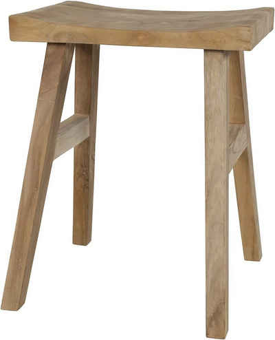 habeig Sitzhocker Gartenhocker Teak-Holz 30x40x50 cm - Massivholz Sitzhocker Stabiler Blumenhocker Design Teakholz Hocker Gästehocker
