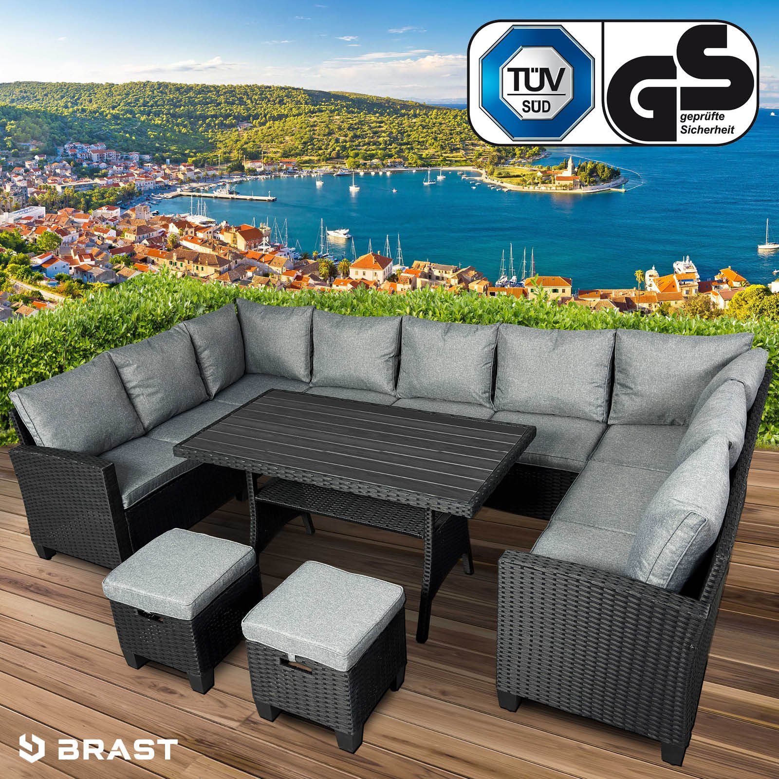 BRAST Gartenlounge-Set Family, bis zu 11 Personen viele Farben, inkl. extra Dicke Kissen, TÜV geprüft Outdoor Loungemöbel