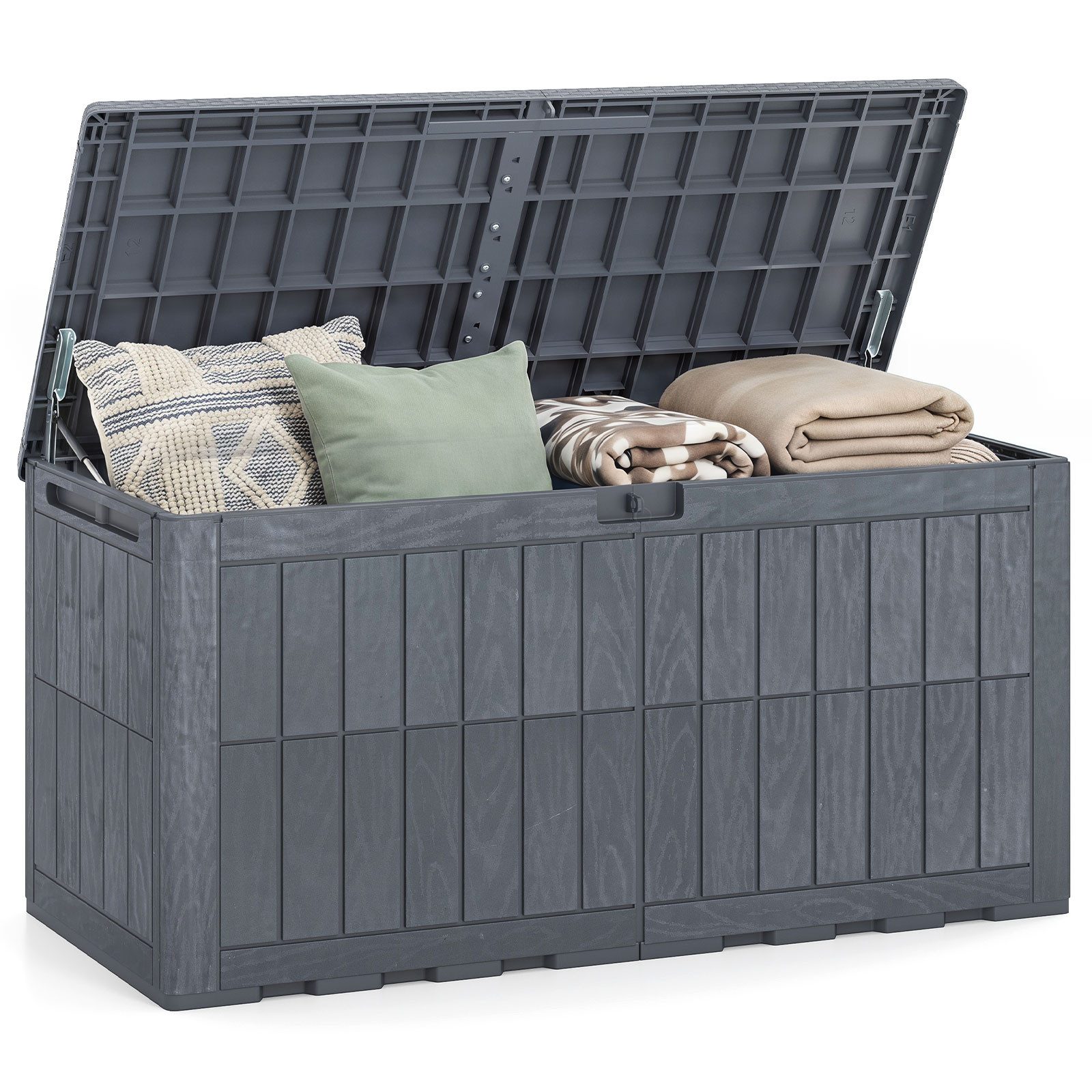 COSTWAY Auflagenbox, Gartenbox Outdoor wasserdicht mit abschließbarem Deckel