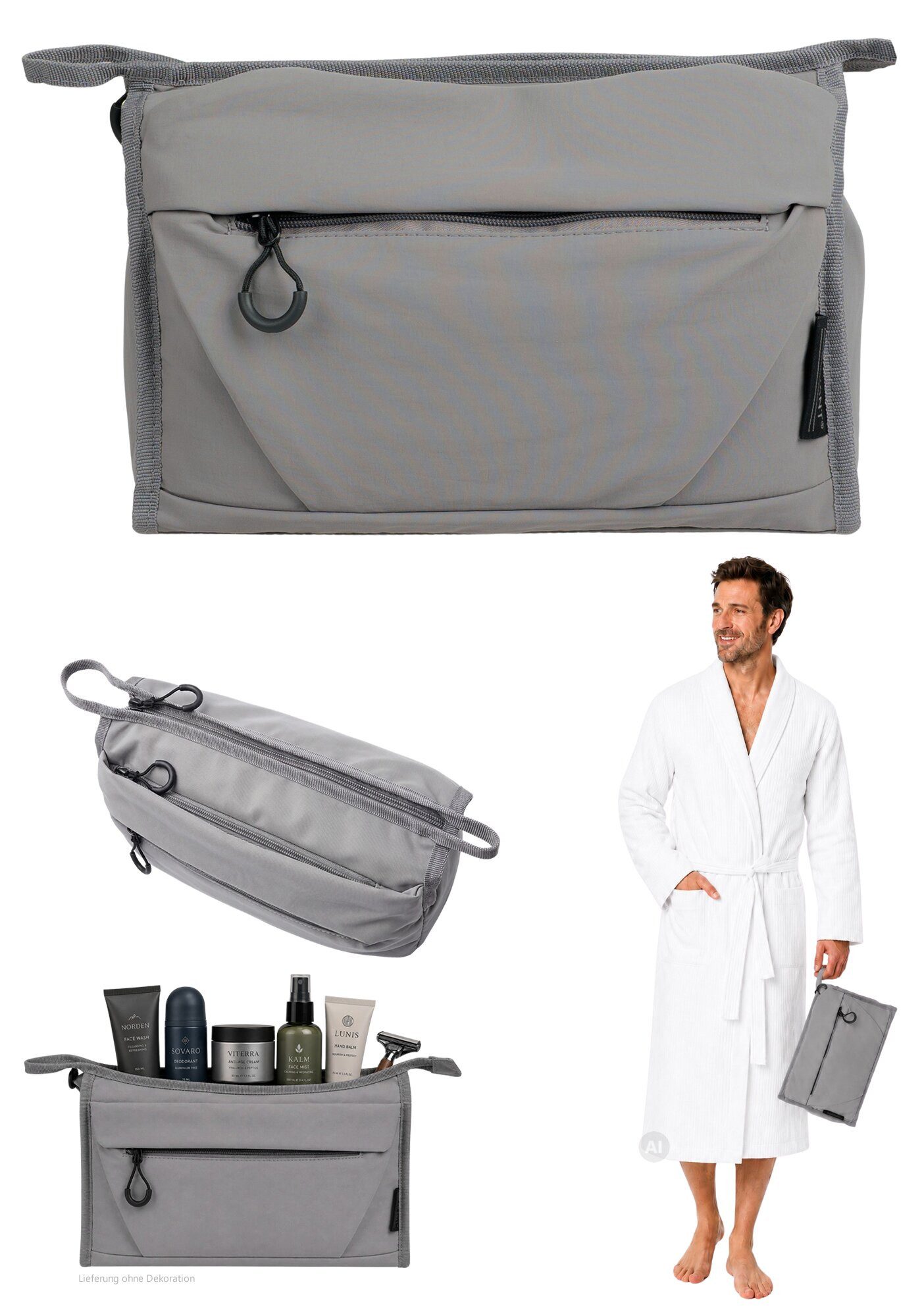 ELEPHANT Kulturbeutel Kulturtasche Porto groß Kosmetiktasche, Washbag Reise Gepäck Beautycase Tasche Kosmetikbeutel 3730 +b