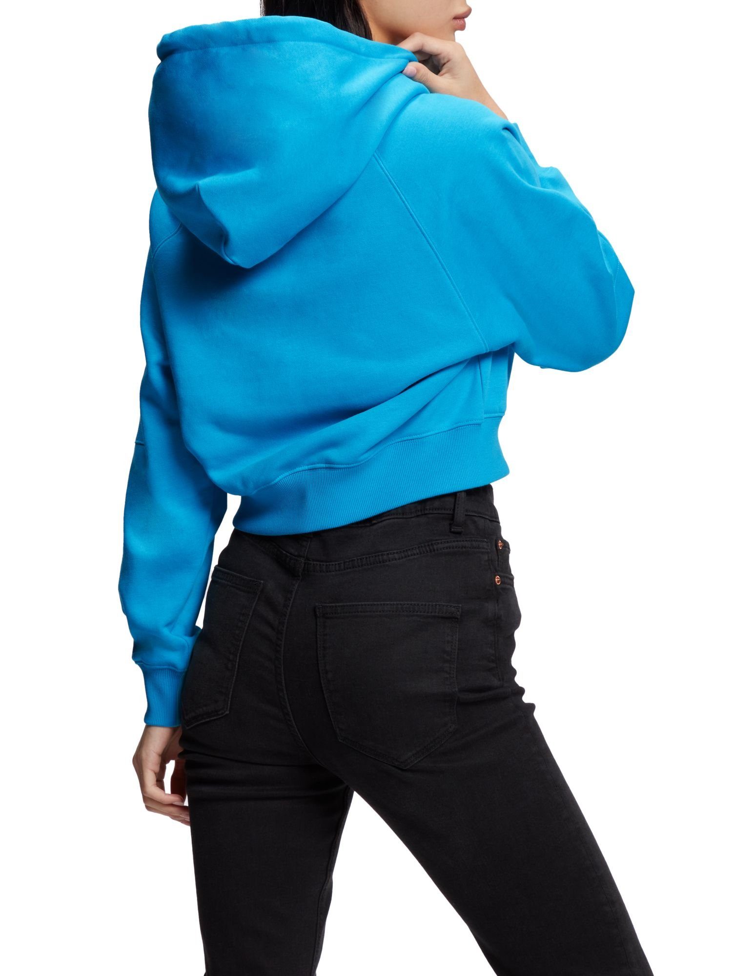 Esprit Sweatshirt (1-tlg) TURQUOISE mit Logo Cropped-Hoodie