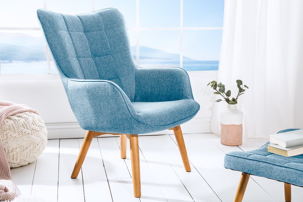 riess-ambiente · im mit Flachgewebe-Bezug Sessel Design / hellblau Scandinavian natur, SCANDINAVIA · Einzelsessel