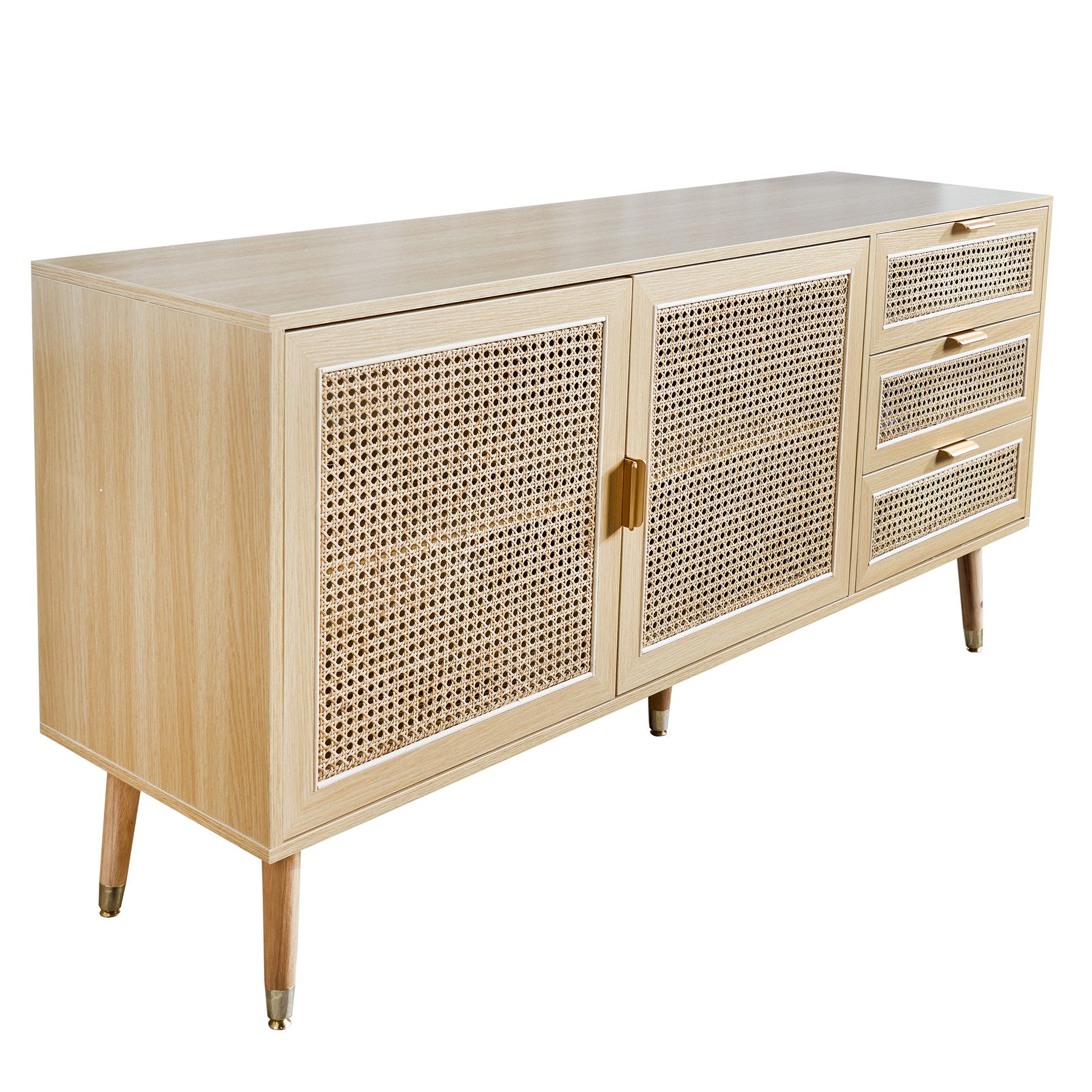riess-ambiente Sideboard VIENNA 154cm natur (Einzelartikel, 1 St), Wohnzimmer · Wiener Geflecht · 3 Schubladen · Kommode · Retro