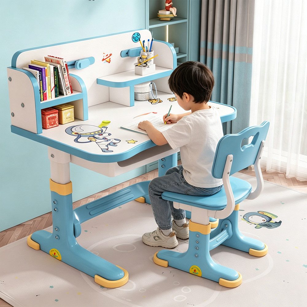 TUWENA Kinderschreibtisch Kinderschreibtischstuhl-Set,Höheverstellbar Studiertisch Ergonomischer