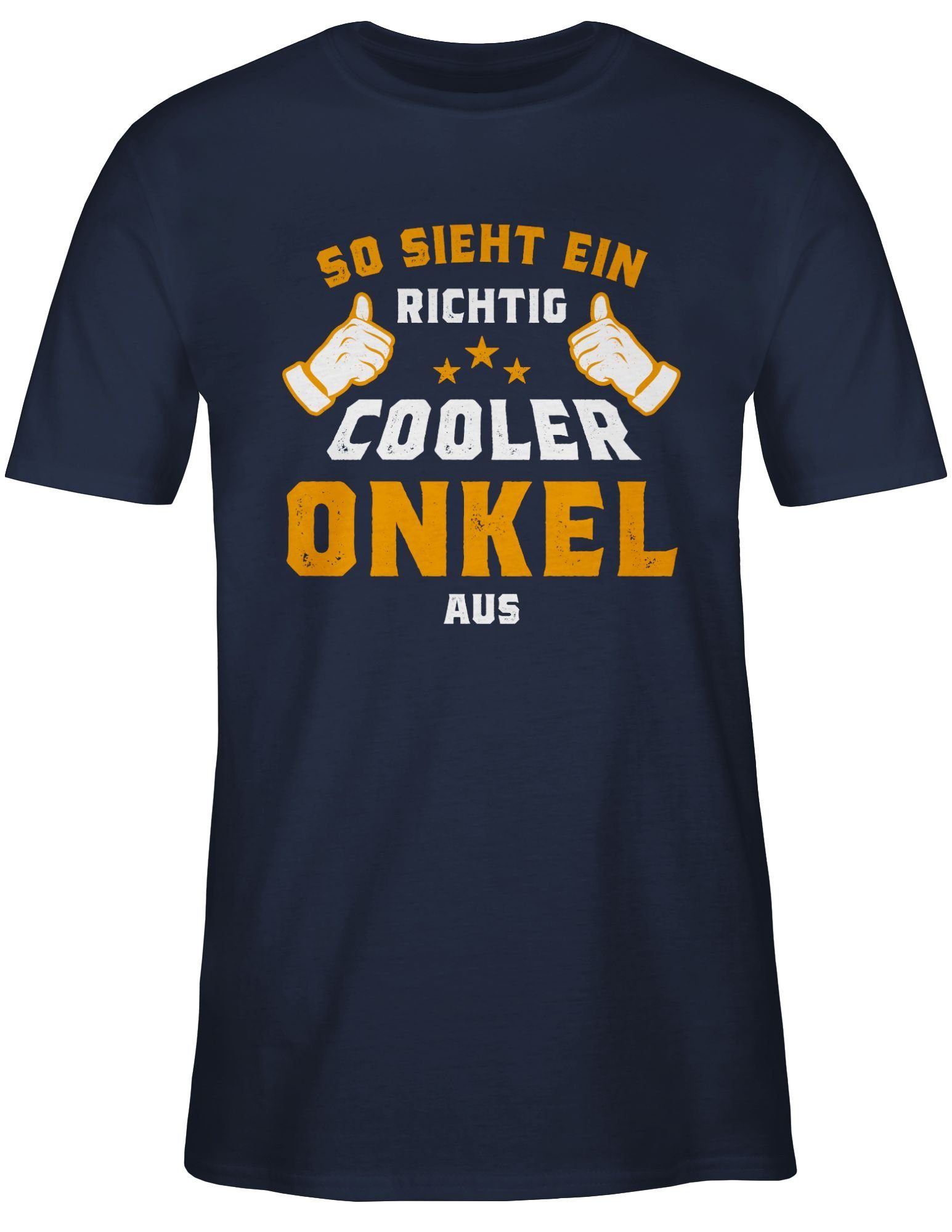 Bruder und Geschenk 02 cooler Onkel Blau sieht T-Shirt richtig Shirtracer Orange Navy aus So Onkel ein