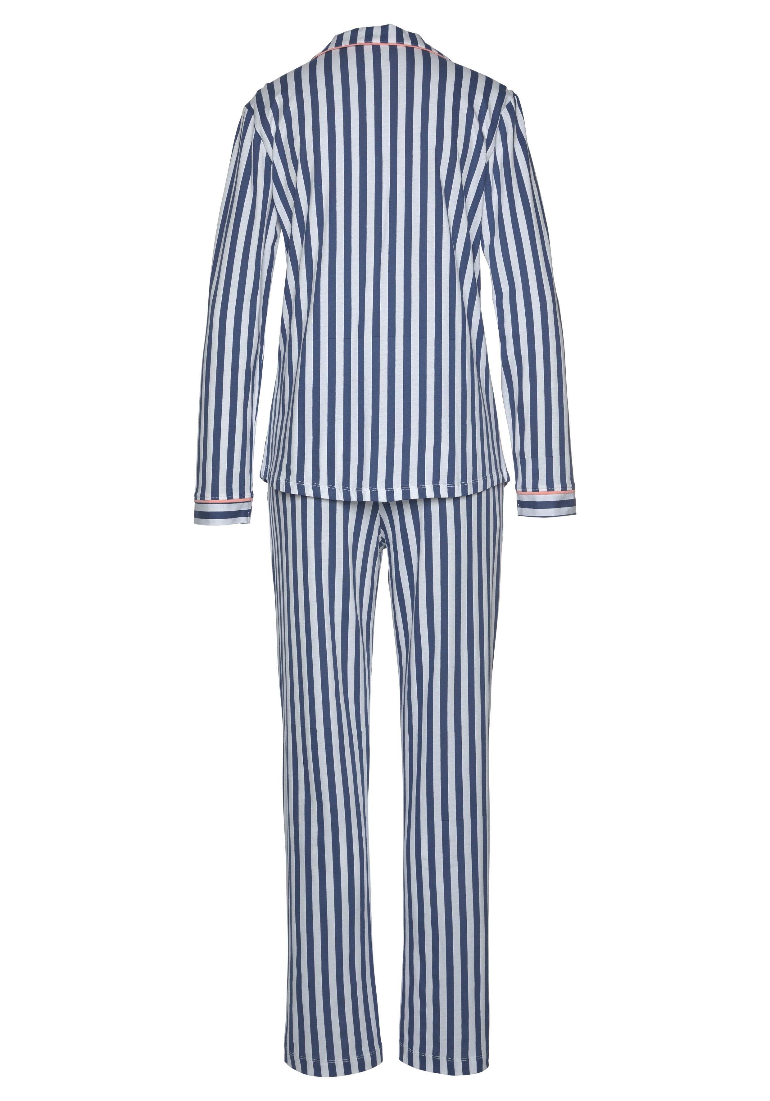 H.I.S Schnitt Streifenmuster in 1 klassischem Pyjama (2 mit Stück) tlg.,
