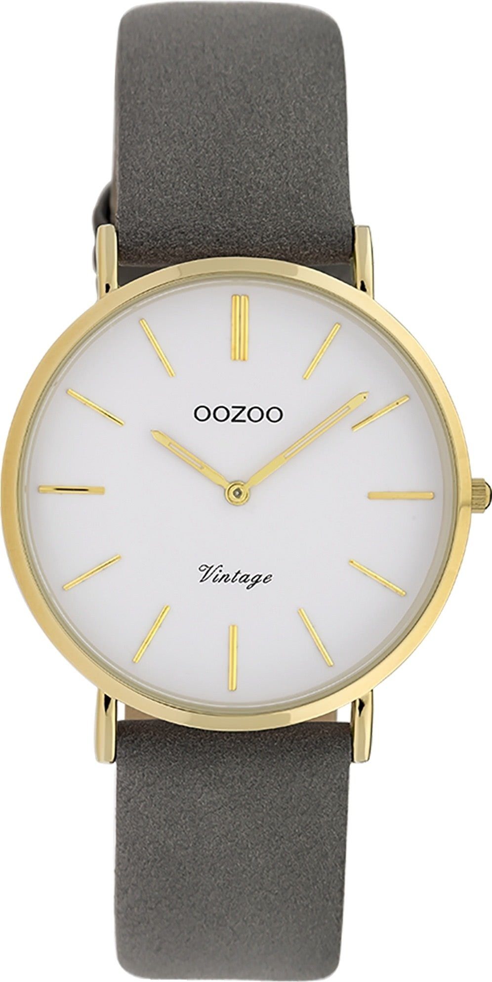 OOZOO Quarzuhr Oozoo Damen Lederarmband, Fashion-Style rund, 32mm) Armbanduhr mittel (ca. Damenuhr OOZOO Vintage