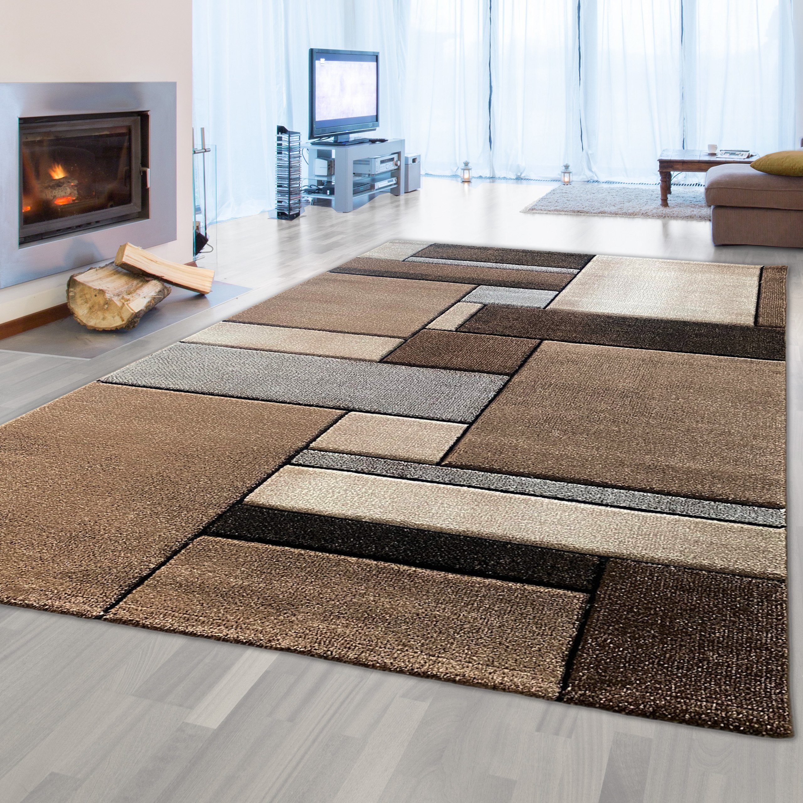 in modern-klassischem Teppich-Traum, Eleganter Design 13 mit rechteckig, Höhe: Wohnzimmerteppich beige, mm Teppich