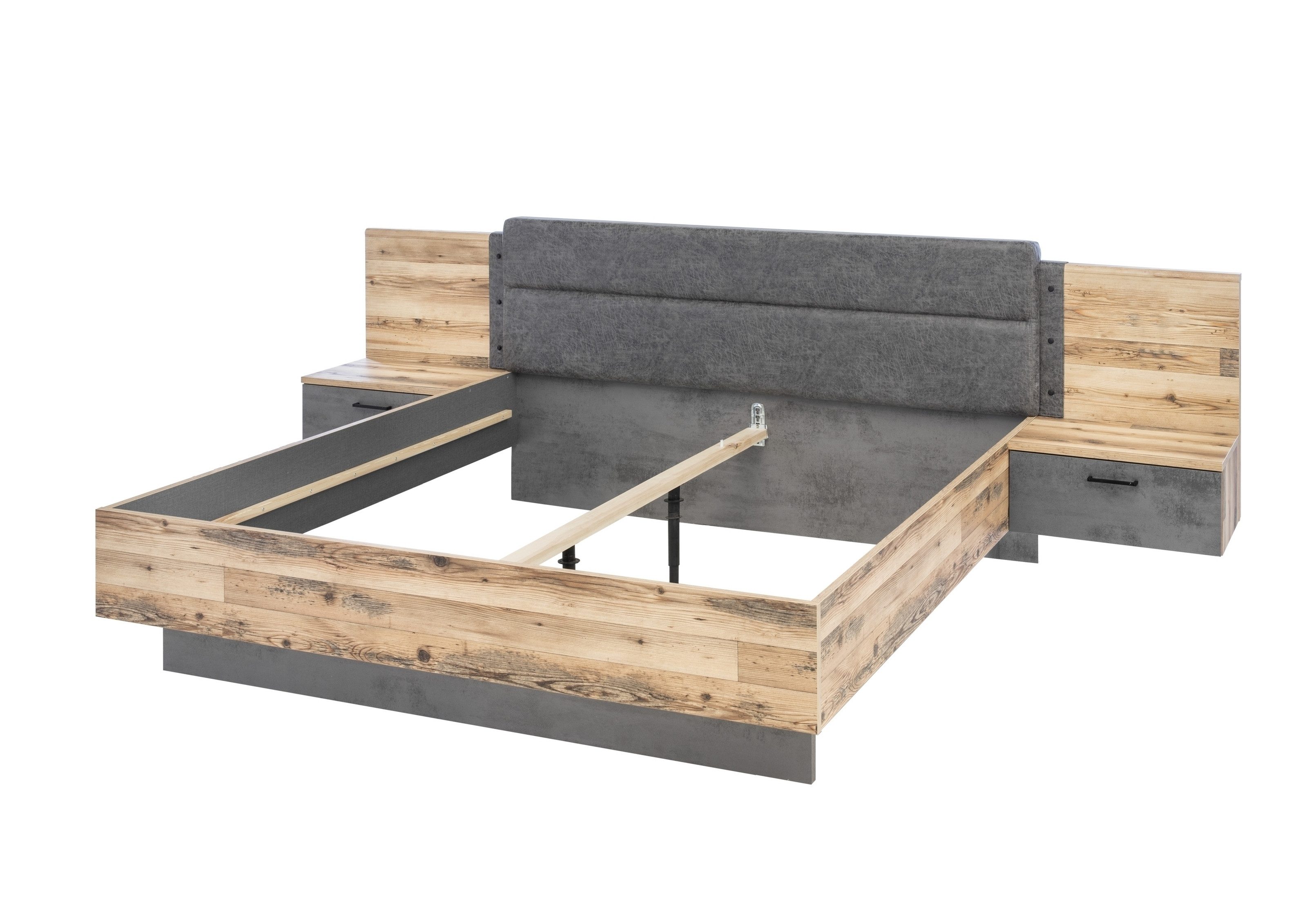 PREISBRECHER Bettanlage ALICANTE, 2 Nachtkonsolen, Alpine Lodge / Betonoxid - 305,6x99,5x213,4 (BxHxT)