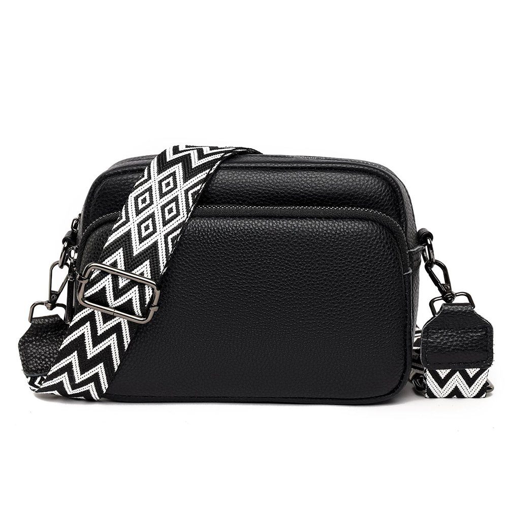 NUODWELL Aufbewahrungsbox Umhängetasche Damen, Leder Crossbody Bag mit Breiter Gurt 3 fächern