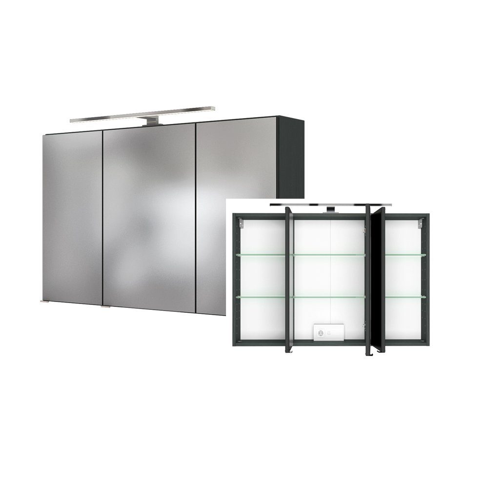 mit 100 100x64x20 cm graphit Badmöbel cm Spiegelschrank BxHxT ARLON-03 Lomadox LED