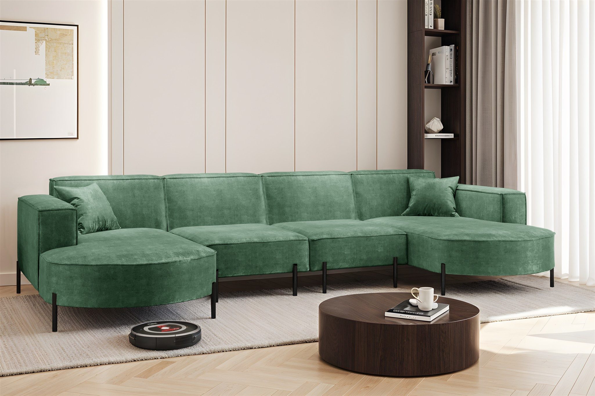 Wohnlandschaft Sofa U-Form VALENCIA XL in Stoff