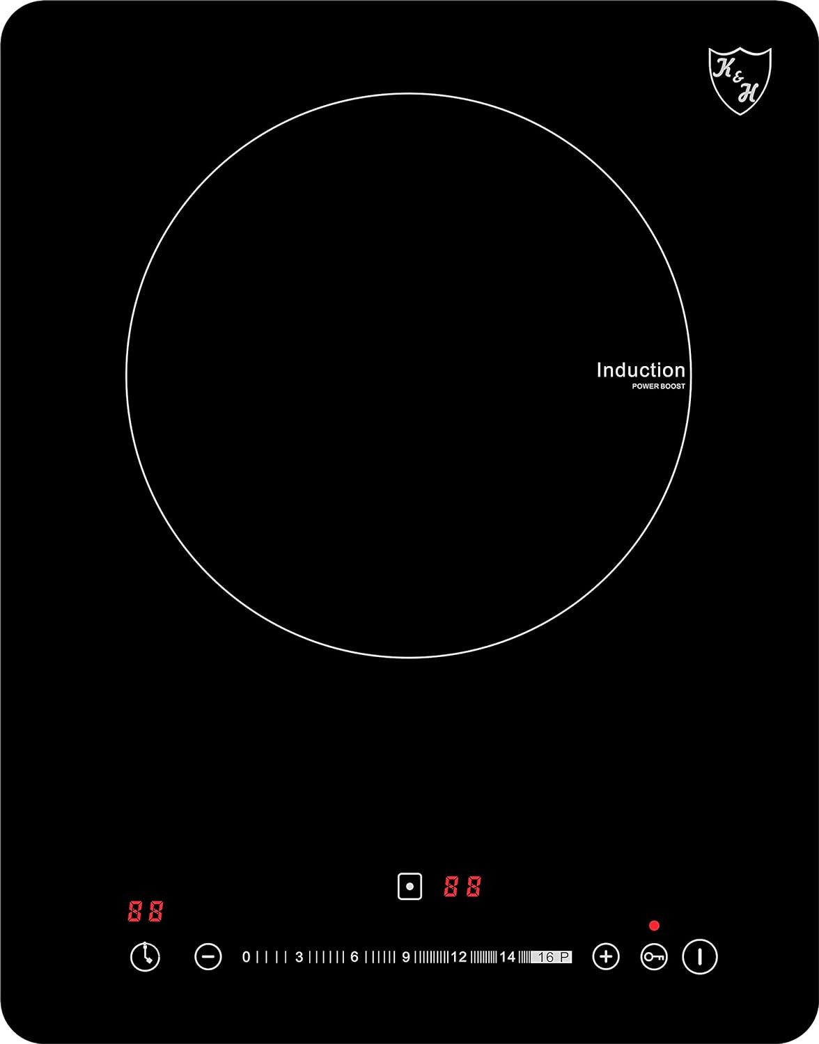 K&H Induktions-Kochfeld K&H Einzel 1 Zone SLIM SLIDER Induktionskochplatte SL-1800S