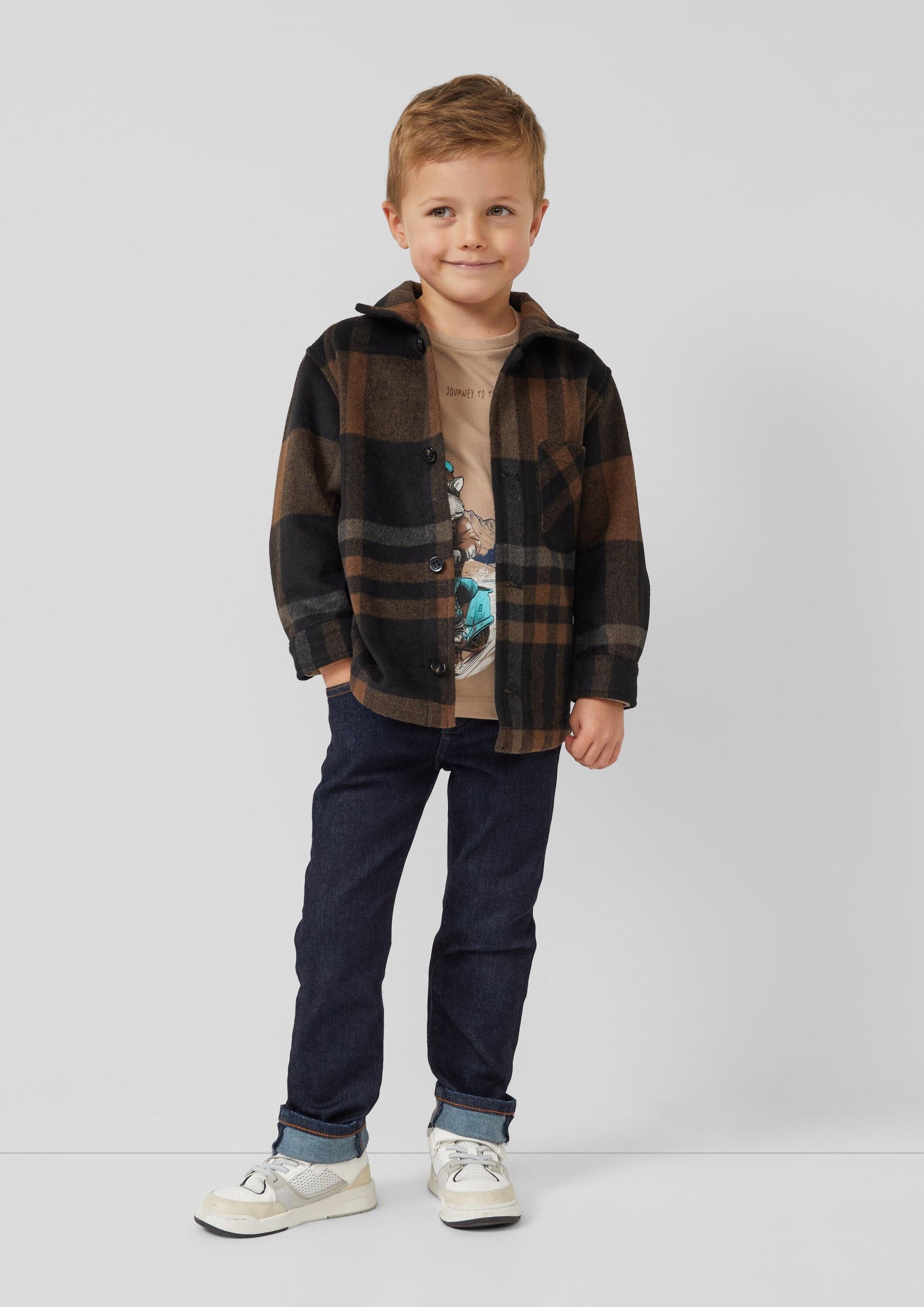 s.Oliver Hemdjacke Indoor-Jacke Kariertes Overshirt in Woll-Optik