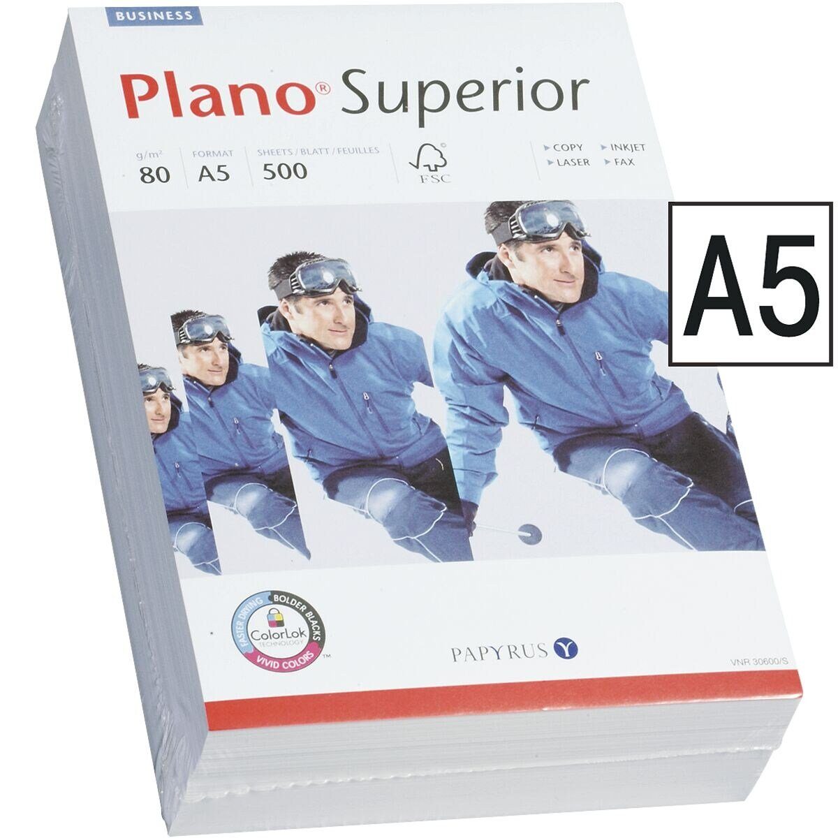 PLANO Druckerpapier Superior, Format DIN A5, 80 g/m², 165 CIE, 500 Blatt