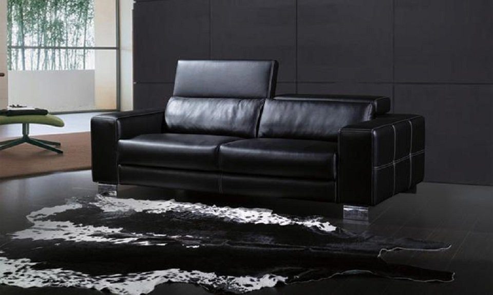 Polster Sitzer Ledersofa 3tlg, Set Sofa Schwarz Couch Sofa Sofagarnitur in JVmoebel Sofa Made Europe