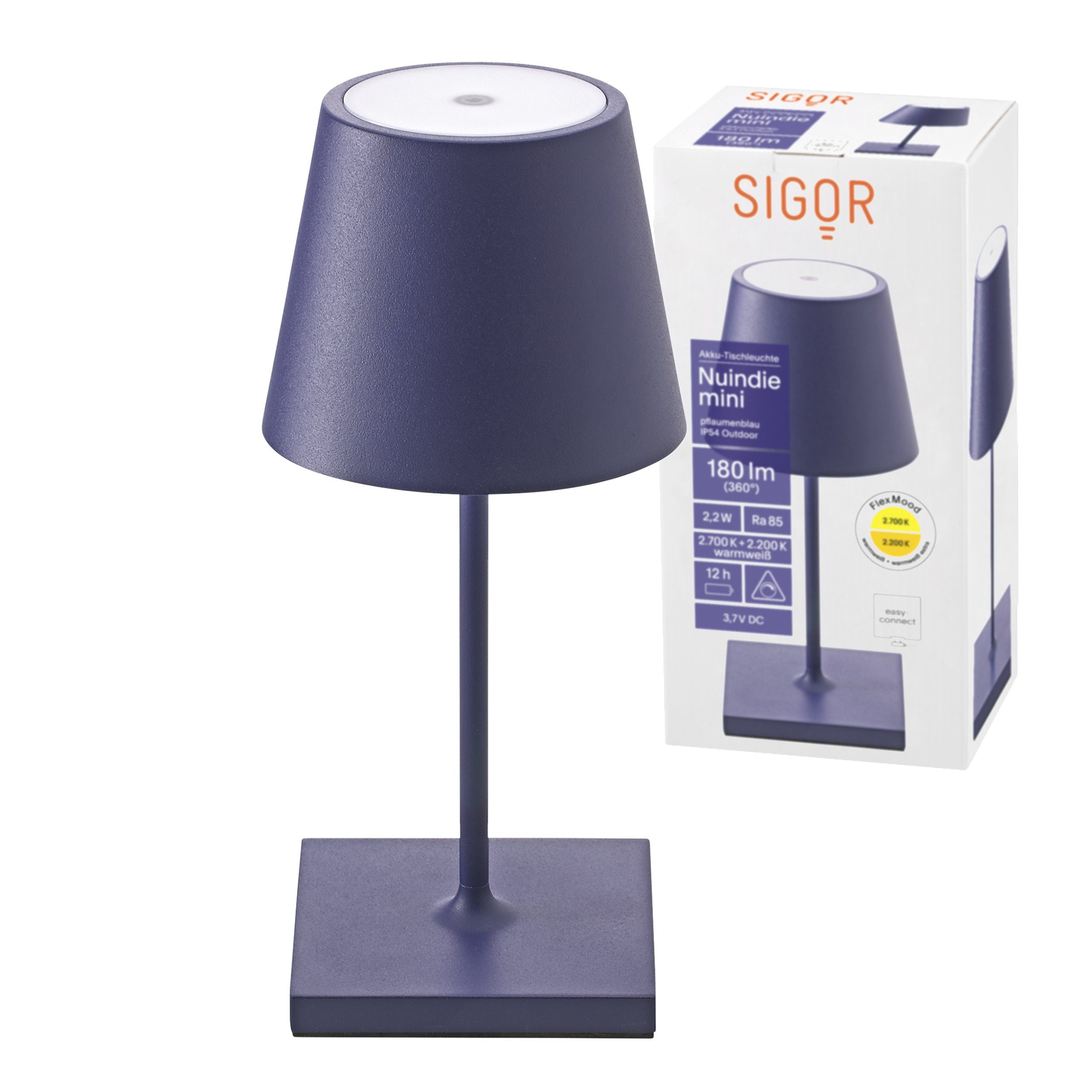 SIGOR LED Tischleuchte Tischleuchte NUINDIE Mini Pflaumenblau, Dimmbar, 1 LED Platine, 2700