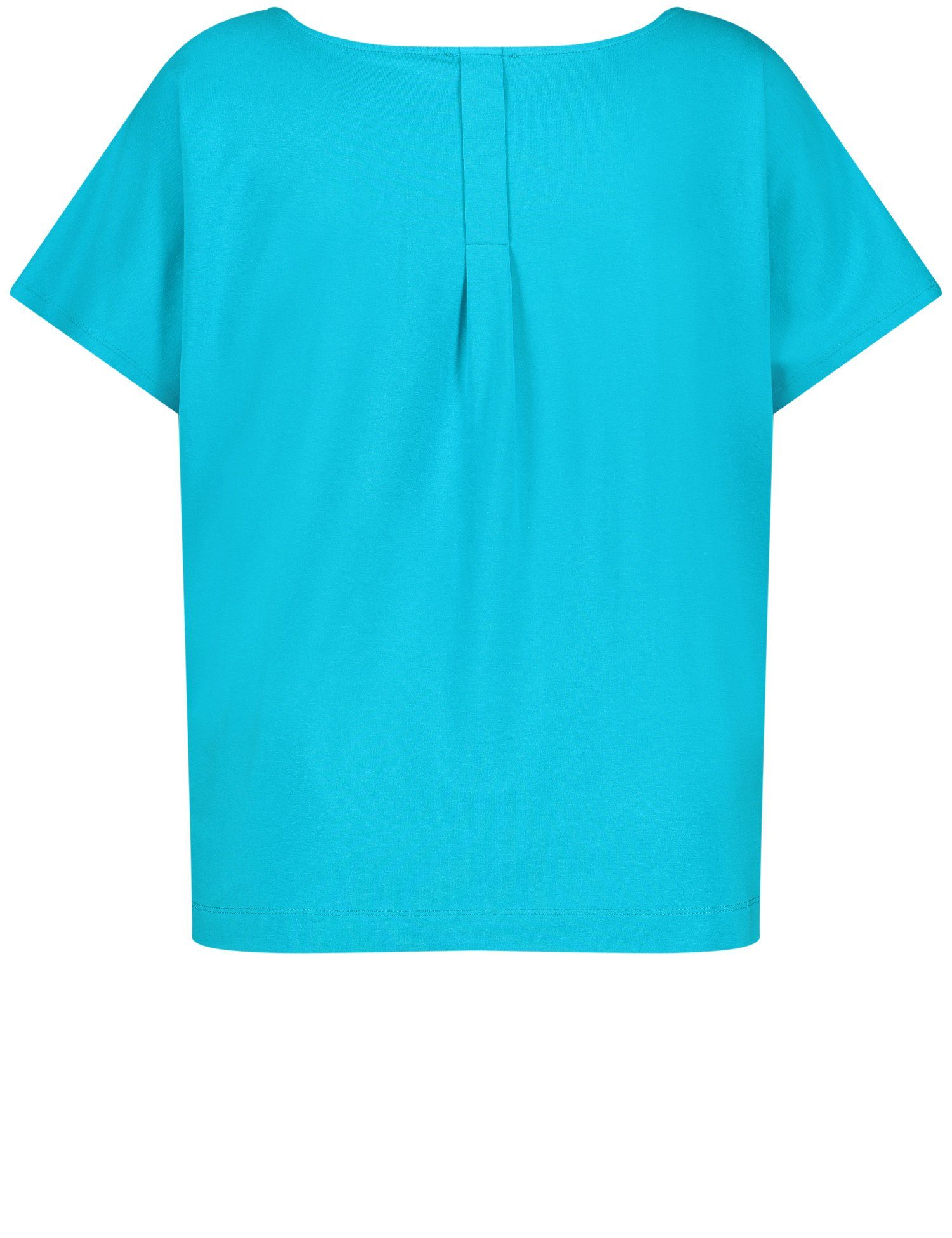Samoon Kurzarmshirt Cyan Rückenfalte T-Shirt mit Basic