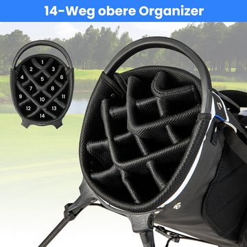 COSTWAY Golfballtasche, Golf Standtasche mit 6 Taschen