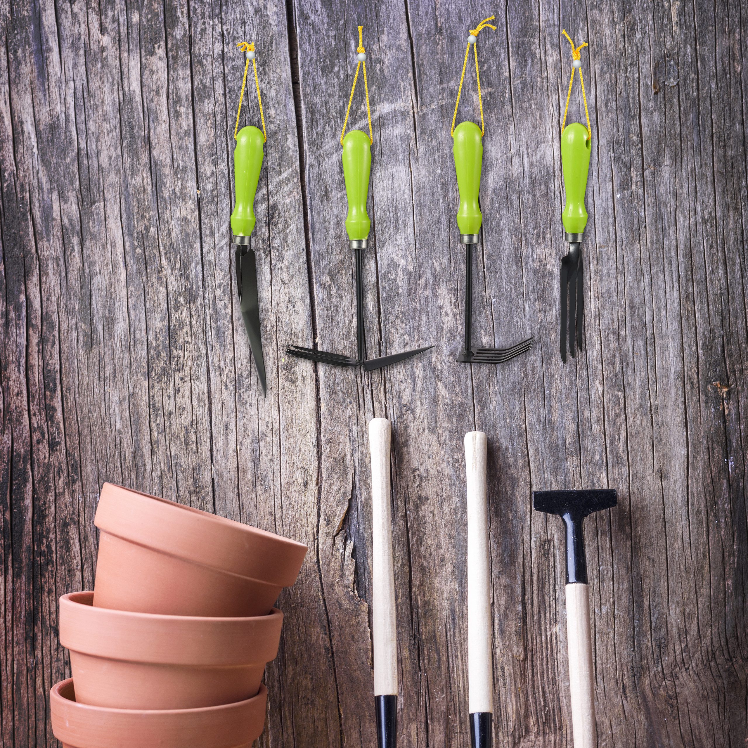 relaxdays Gartenhacke Gartenwerkzeug Set 4-teilig günstig online kaufen