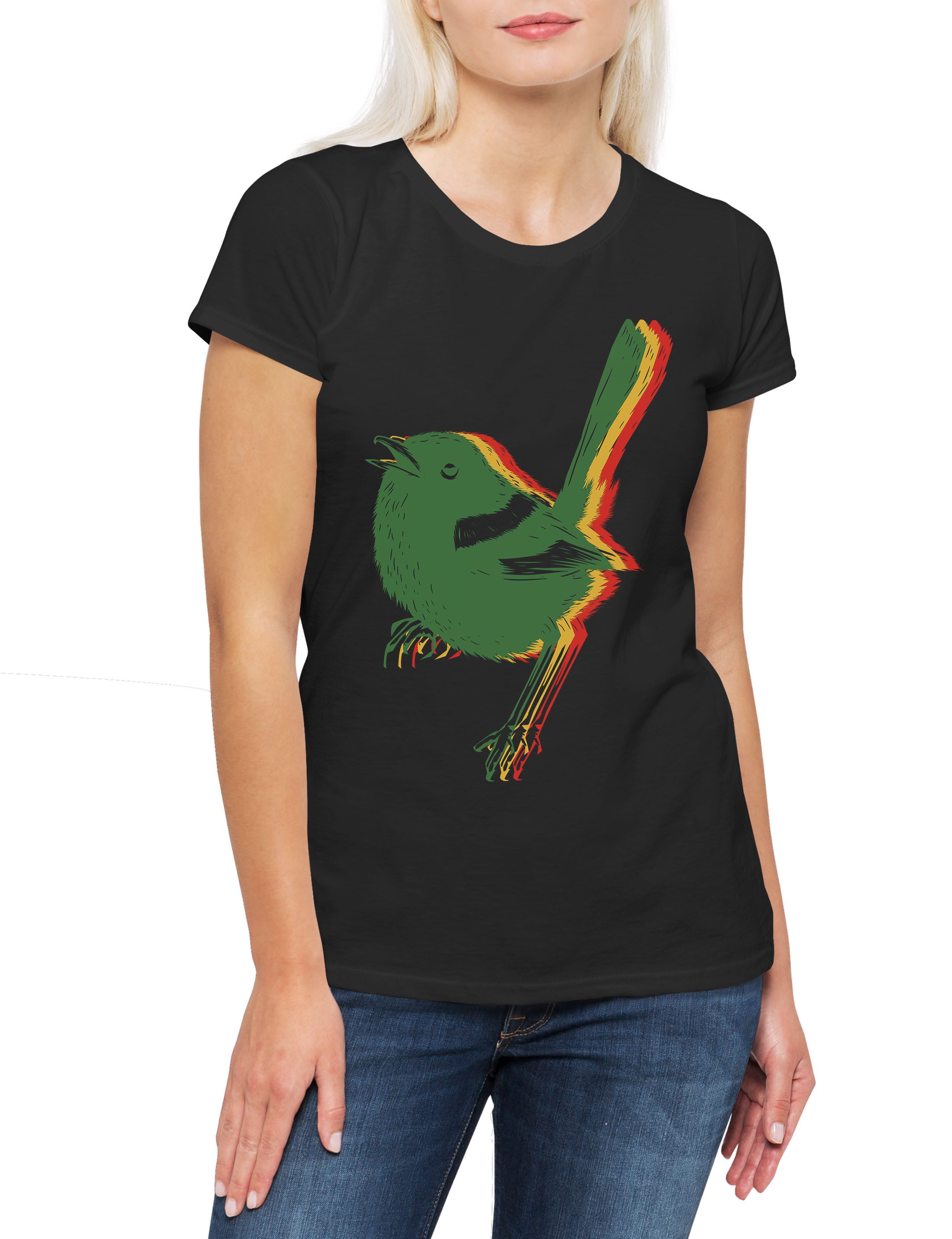Print-Shirt Reggae Bird Damen T-Shirtfari Jah Irie Zion Reggae Babylon Haile