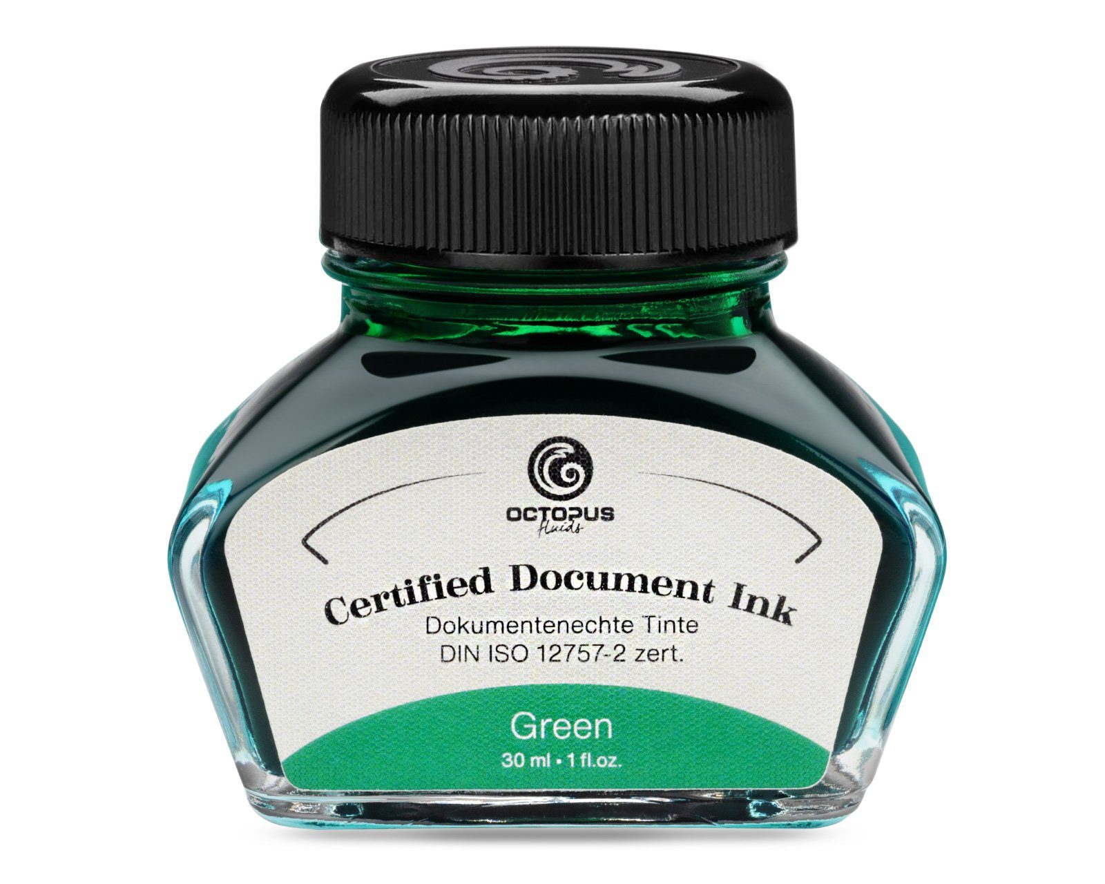 OCTOPUS Fluids Document Ink green, dokumentenechte Tinte, DIN ISO 12757-2, 30ml Tintenglas (30 ml, 1-tlg., pigmentiert)