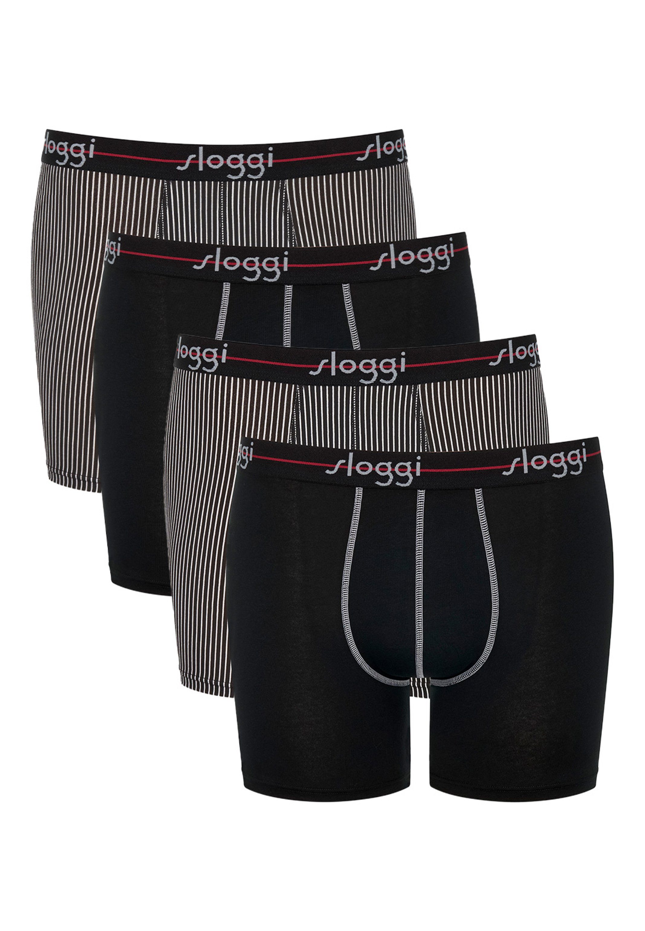 Sloggi Retro Boxer 4er Pack Start (Spar-Set, 4-St) Long Short / Pant - Baumwolle - Ohne Eingriff - Red - Dark combination