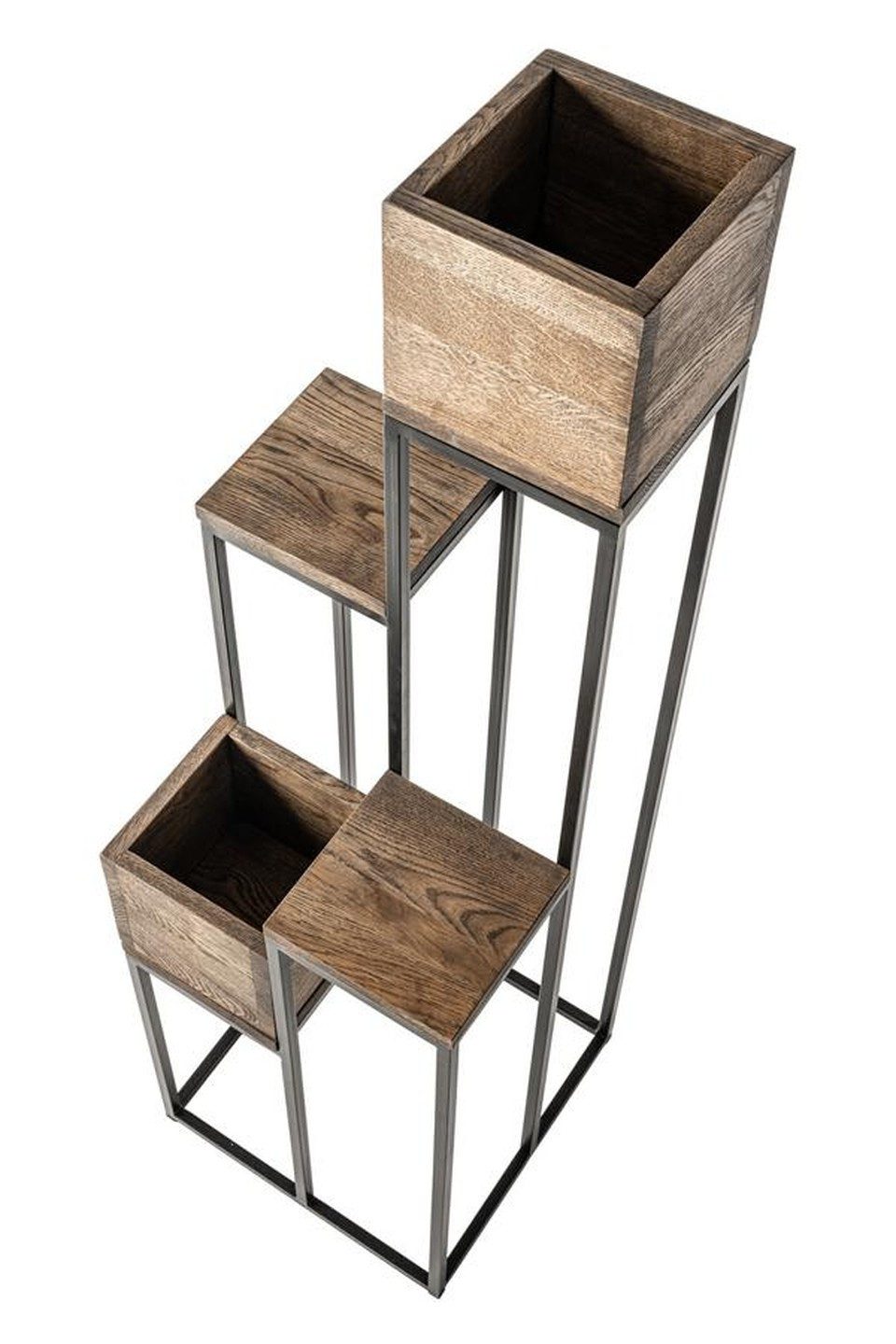 Xlmoebel Blumenständer Vintage Pflanzenständer aus Metall und Holz im eleganten Design (Pflanzenständer-Set, 4-teilig), Made in Europa