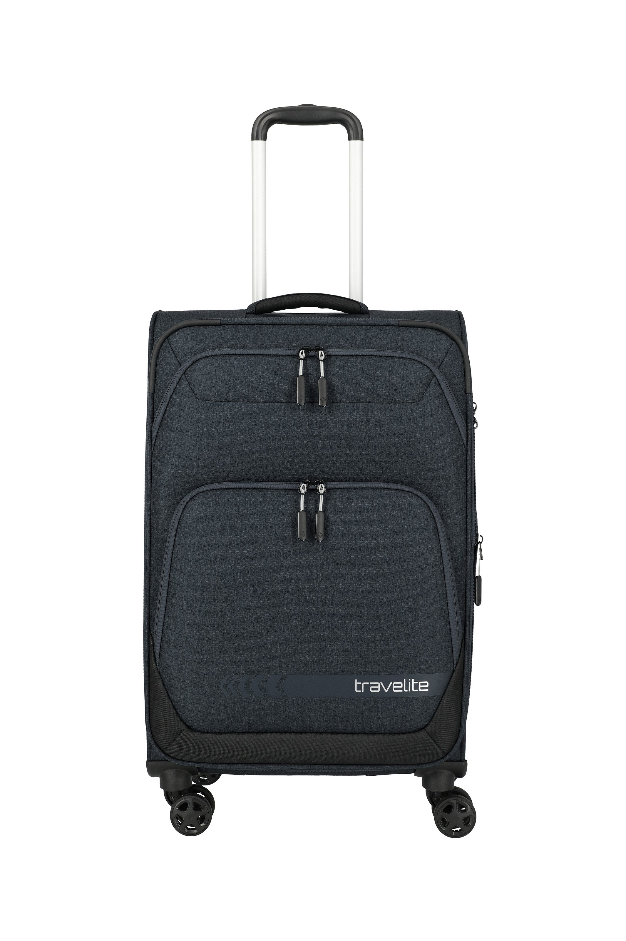 travelite Trolley KICK OFF Reisekoffer, 4 Rollen, 4 Doppelrollen, Außentaschen und Packgurte – leicht und robust