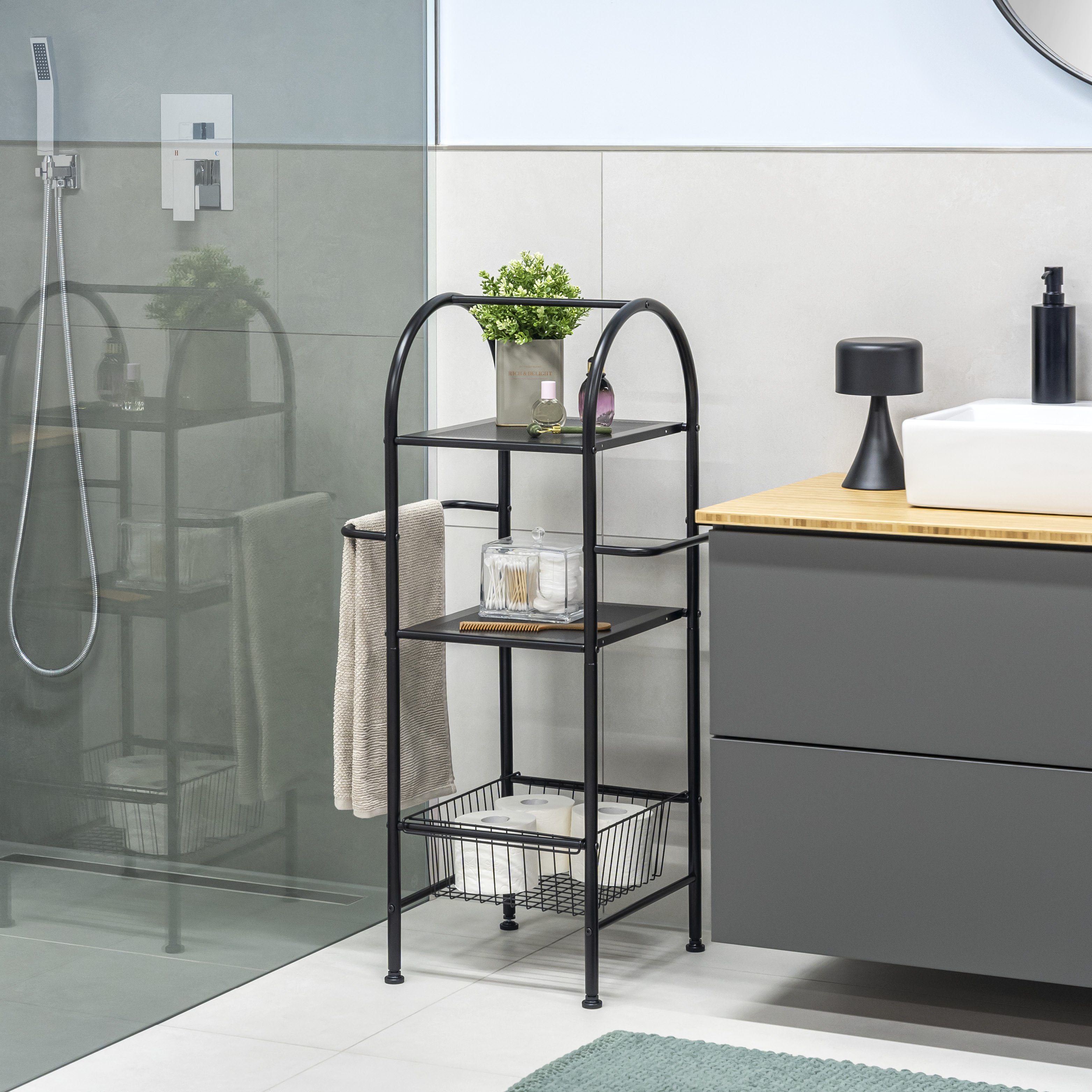 bremermann Standregal Bad-Standregal aus Metall, 2in1, 3 Etagen, 2 Handtuch günstig online kaufen