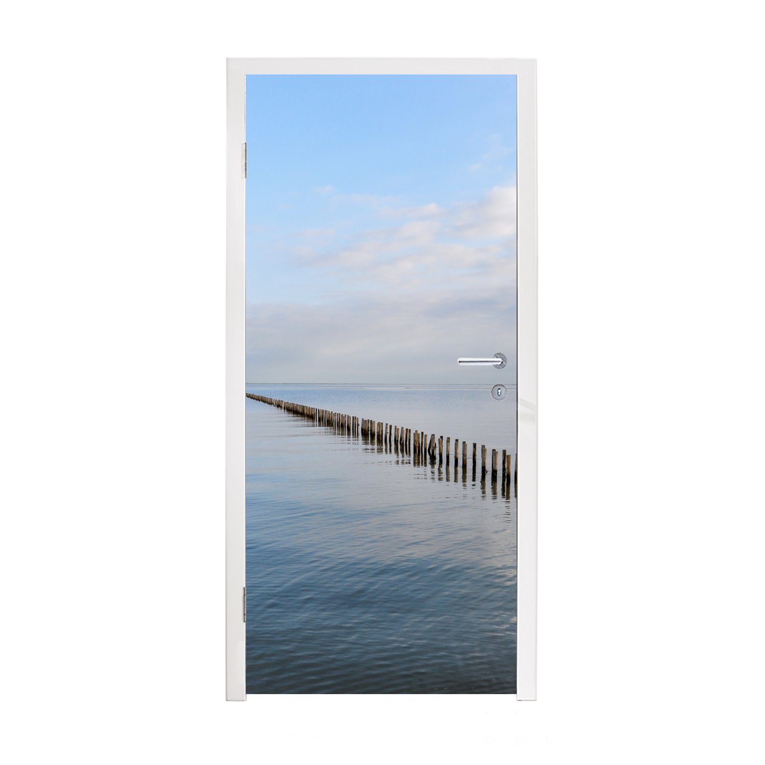 MuchoWow Türtapete Nordsee - Wolken - Wasser, Matt, bedruckt, (1 St), Fototapete für Tür, Türaufkleber, 75x205 cm | Türtapeten