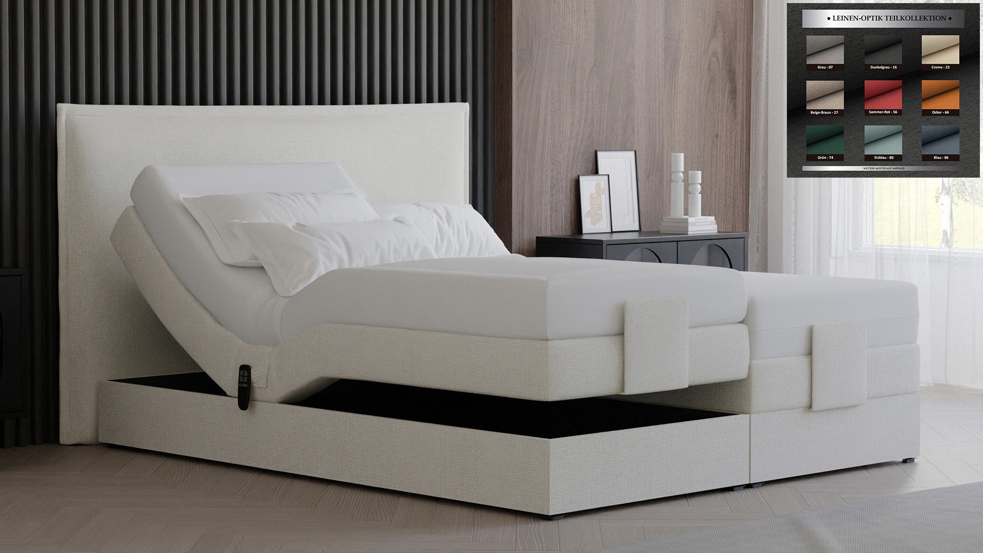 PAARA Boxspringbett elektrisch verstellbar mit Motor alle Größen Modell Madrid GM, mit einzigartigem Belüftungssystem