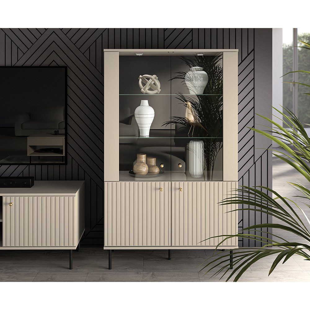 Lomadox Vitrine SALOU-131 in kaschmir matt günstig online kaufen