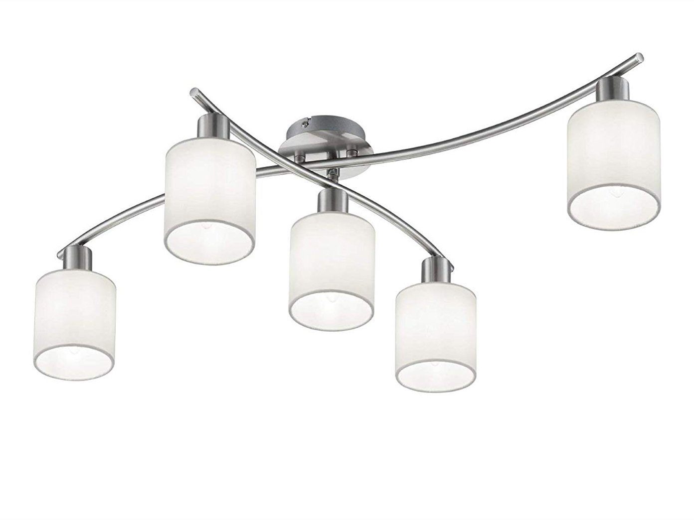 TRIO Leuchten LED Deckenleuchte, Dimmfunktion, LED wechselbar, Warmweiß, Groß-e Design-klassiker Лампыschirme Stoff schwenkbar, Breite 80cm