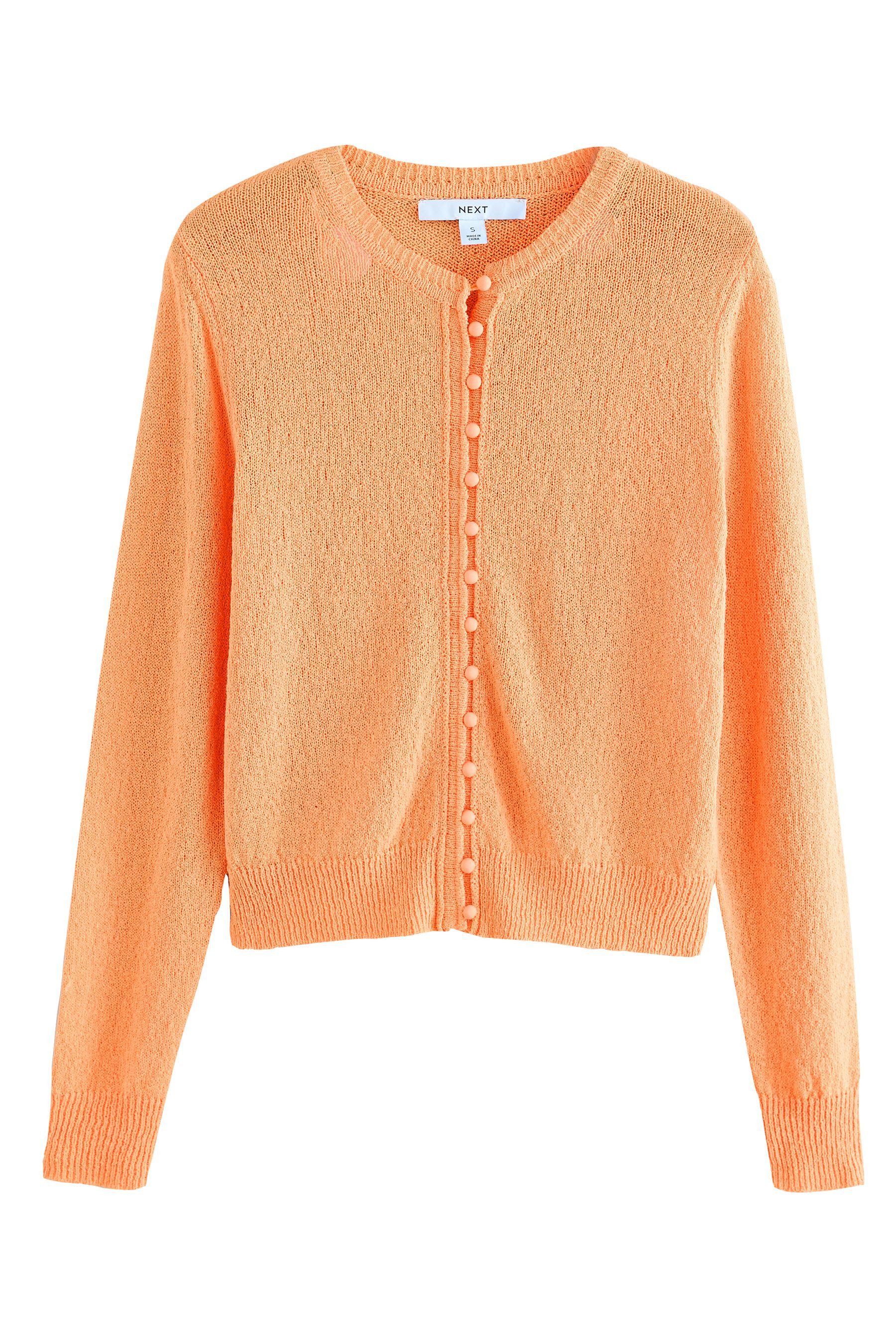 Strickjacke Schmal gerippte Strickjacke mit Rundhalsausschnitt