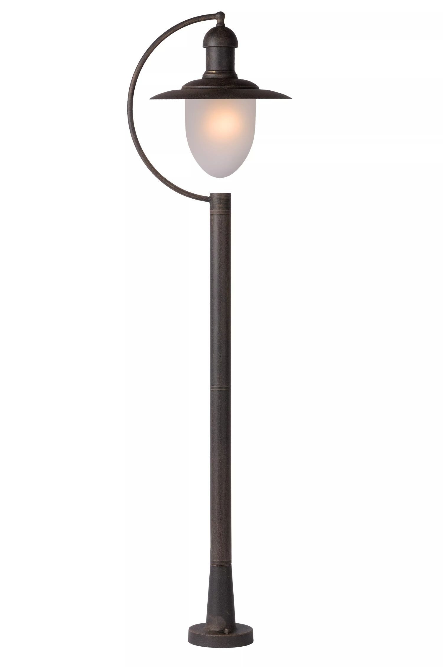 Licht-Erlebnisse Außen-Stehlampe SOLU, ohne Leuchtmittel, Metall Glas E27 IP44 110 cm Rostbraun Weiß Vintage Design
